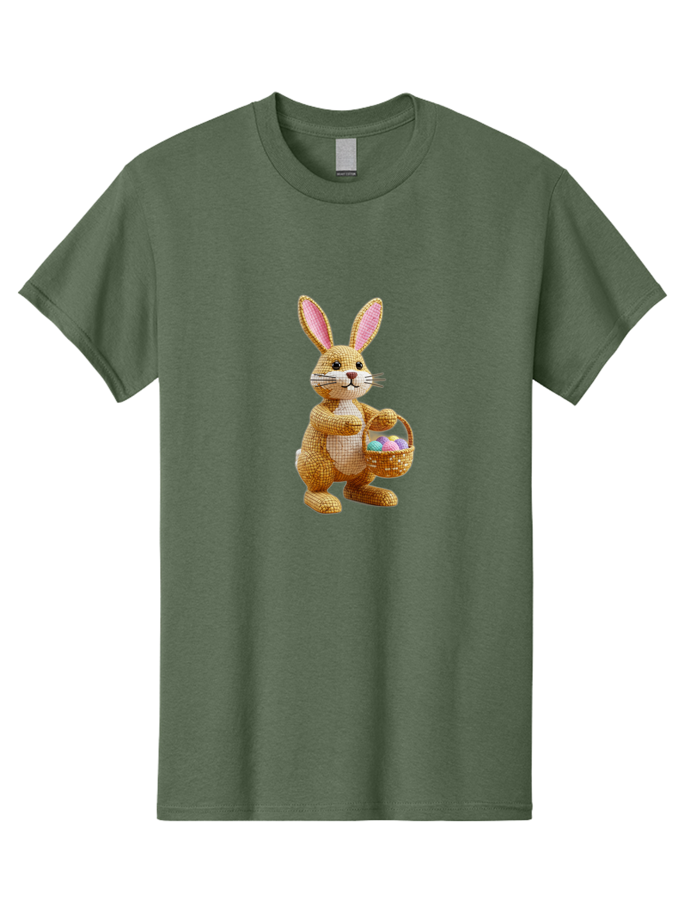 Wicker-Easter-Bunny Men'S Graphic Tee, 100% Cotton, Comfortable Casual Summer Wear, Machine Washable, Wicker Bunny, Holding Basket, Easter Eggs, Spring Holiday, Pastel Colors, Whimsical Design, Wicker Texture, Easter Basket, Cute Bunny, Bab586 11