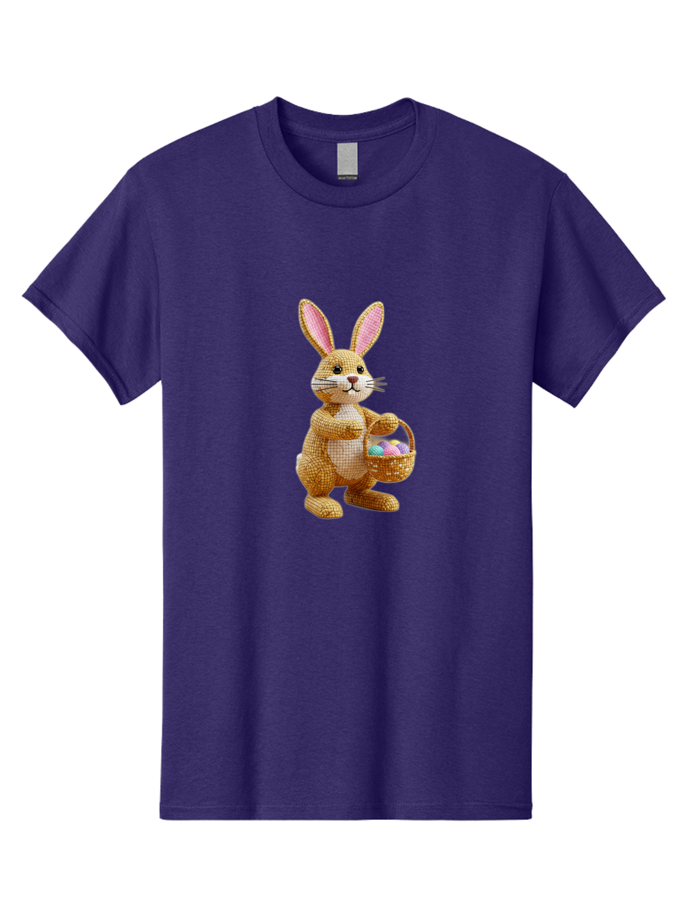 Wicker-Easter-Bunny Men'S Graphic Tee, 100% Cotton, Comfortable Casual Summer Wear, Machine Washable, Wicker Bunny, Holding Basket, Easter Eggs, Spring Holiday, Pastel Colors, Whimsical Design, Wicker Texture, Easter Basket, Cute Bunny, Bab586 12