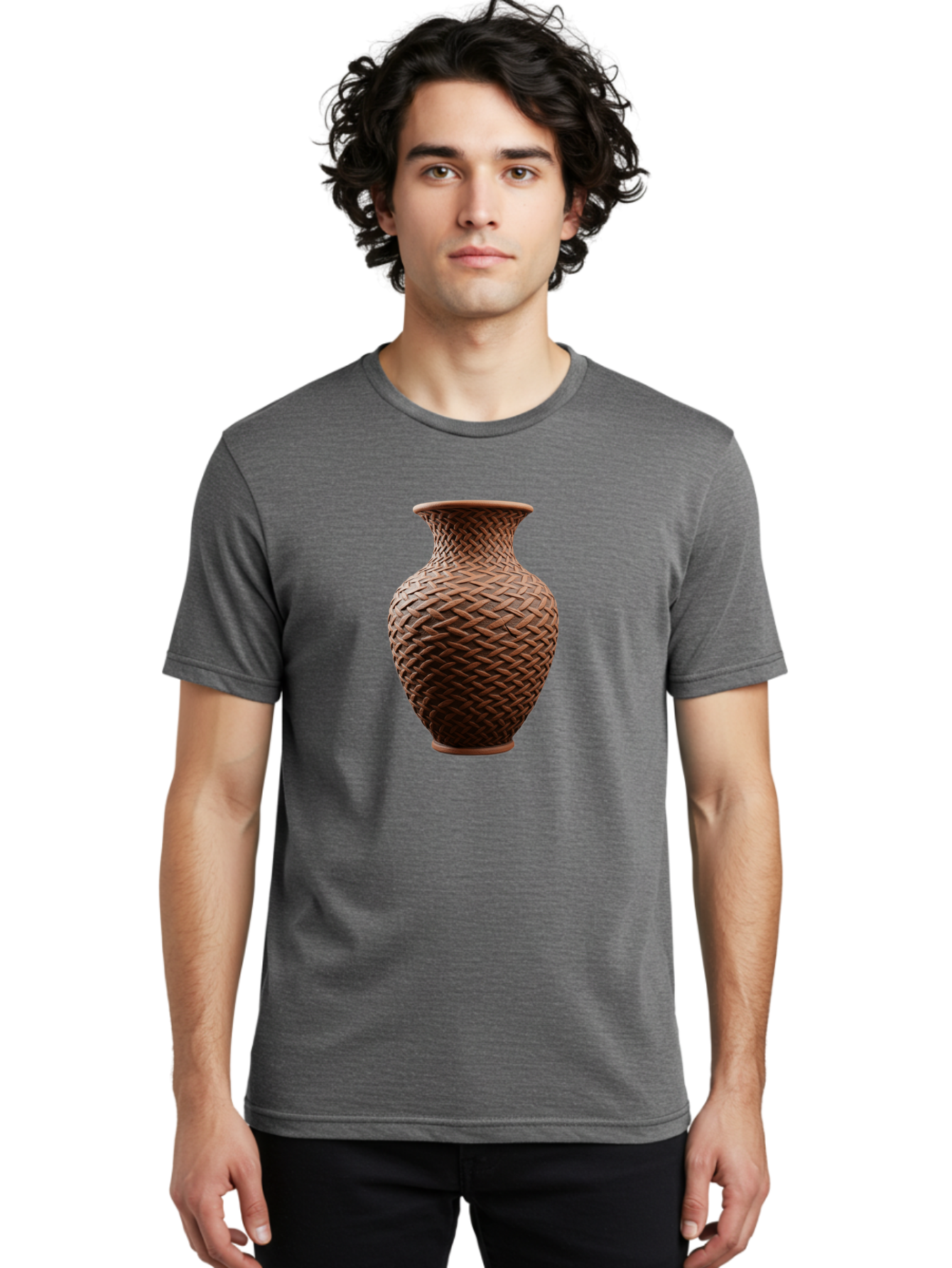 Wicker-Vase Men'S Graphic Tee, 100% Cotton, Comfortable Casual Summer Wear, Machine Washable, Woven Vase, Terracotta Pot, Earthy Tones, Woven Design, Traditional Craftsmanship, Handmade Pottery, Bohemian Decor, Rustic Charm, Home Decor Bab587 20