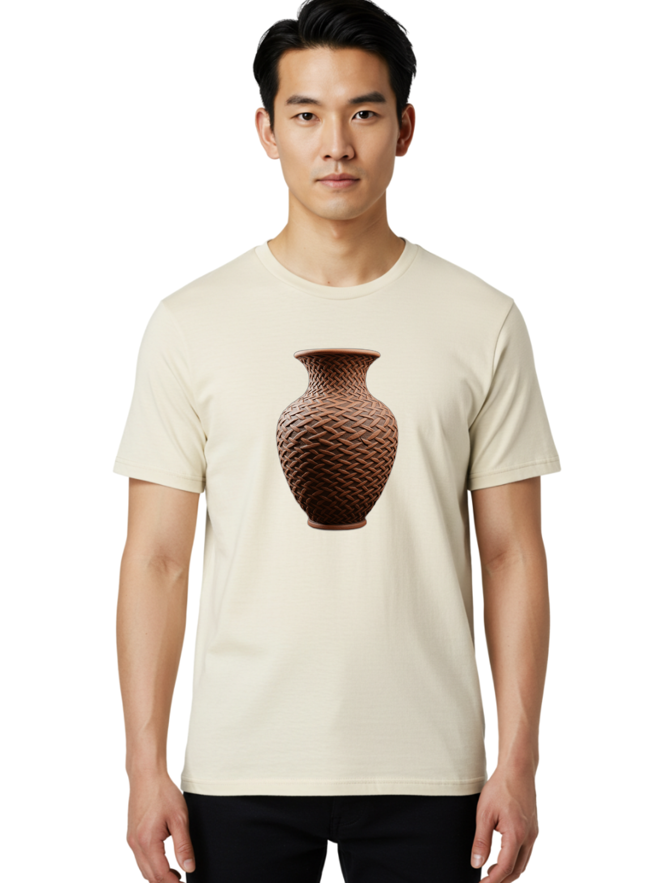 Wicker-Vase Men'S Graphic Tee, 100% Cotton, Comfortable Casual Summer Wear, Machine Washable, Woven Vase, Terracotta Pot, Earthy Tones, Woven Design, Traditional Craftsmanship, Handmade Pottery, Bohemian Decor, Rustic Charm, Home Decor Bab587 26