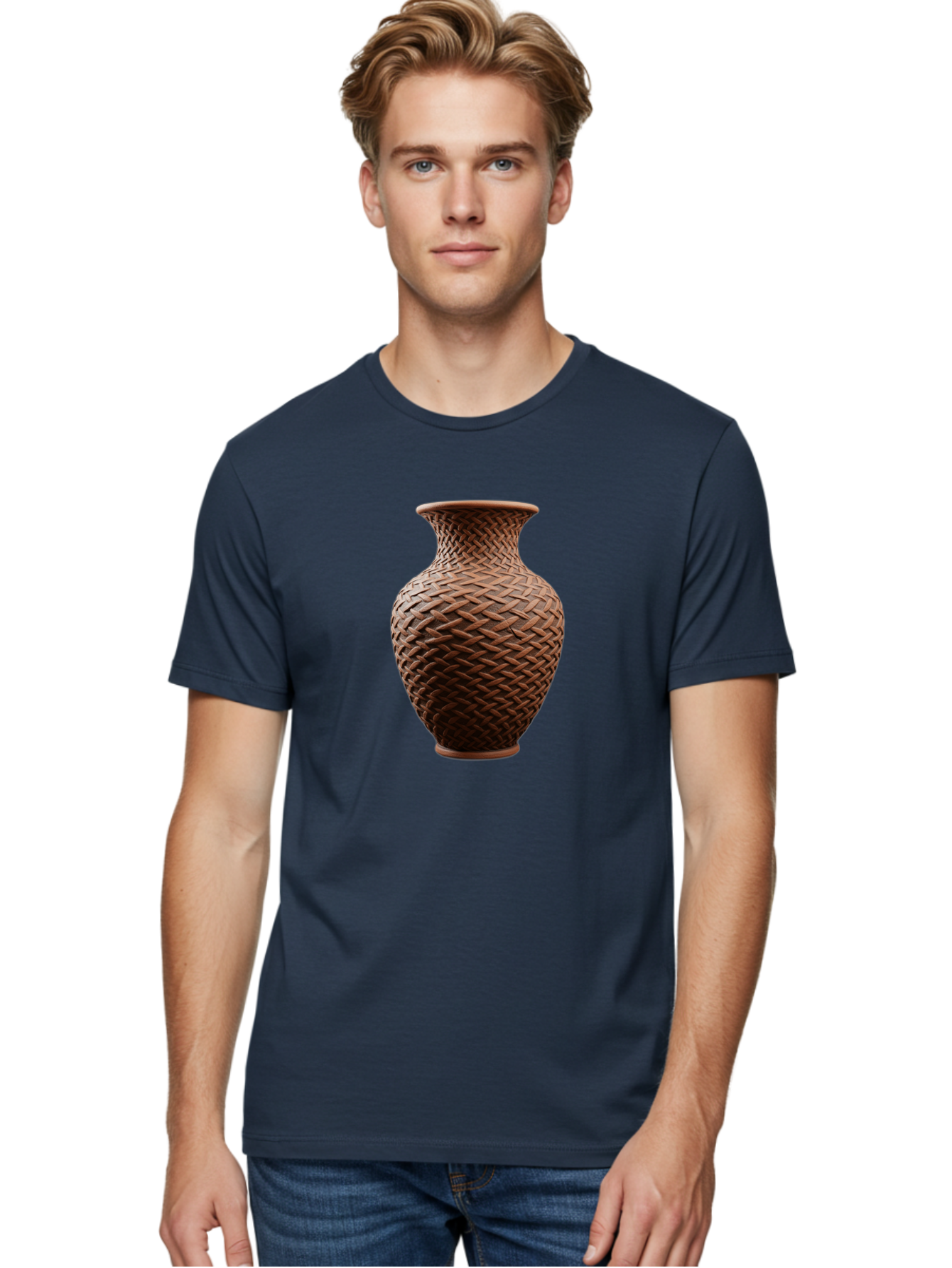 Wicker-Vase Men'S Graphic Tee, 100% Cotton, Comfortable Casual Summer Wear, Machine Washable, Woven Vase, Terracotta Pot, Earthy Tones, Woven Design, Traditional Craftsmanship, Handmade Pottery, Bohemian Decor, Rustic Charm, Home Decor Bab587 17