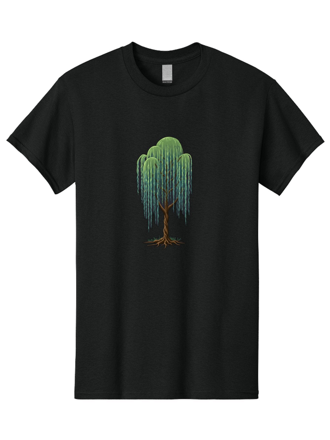 Willow-Tree Men'S Graphic Tee, 100% Cotton, Comfortable Casual Summer Wear, Machine Washable, Weeping Willow Tree, Twisted Trunk, Drooping Branches, Lush Foliage, Serene Landscape, Natural Scenery, Tree Roots Bab588 5