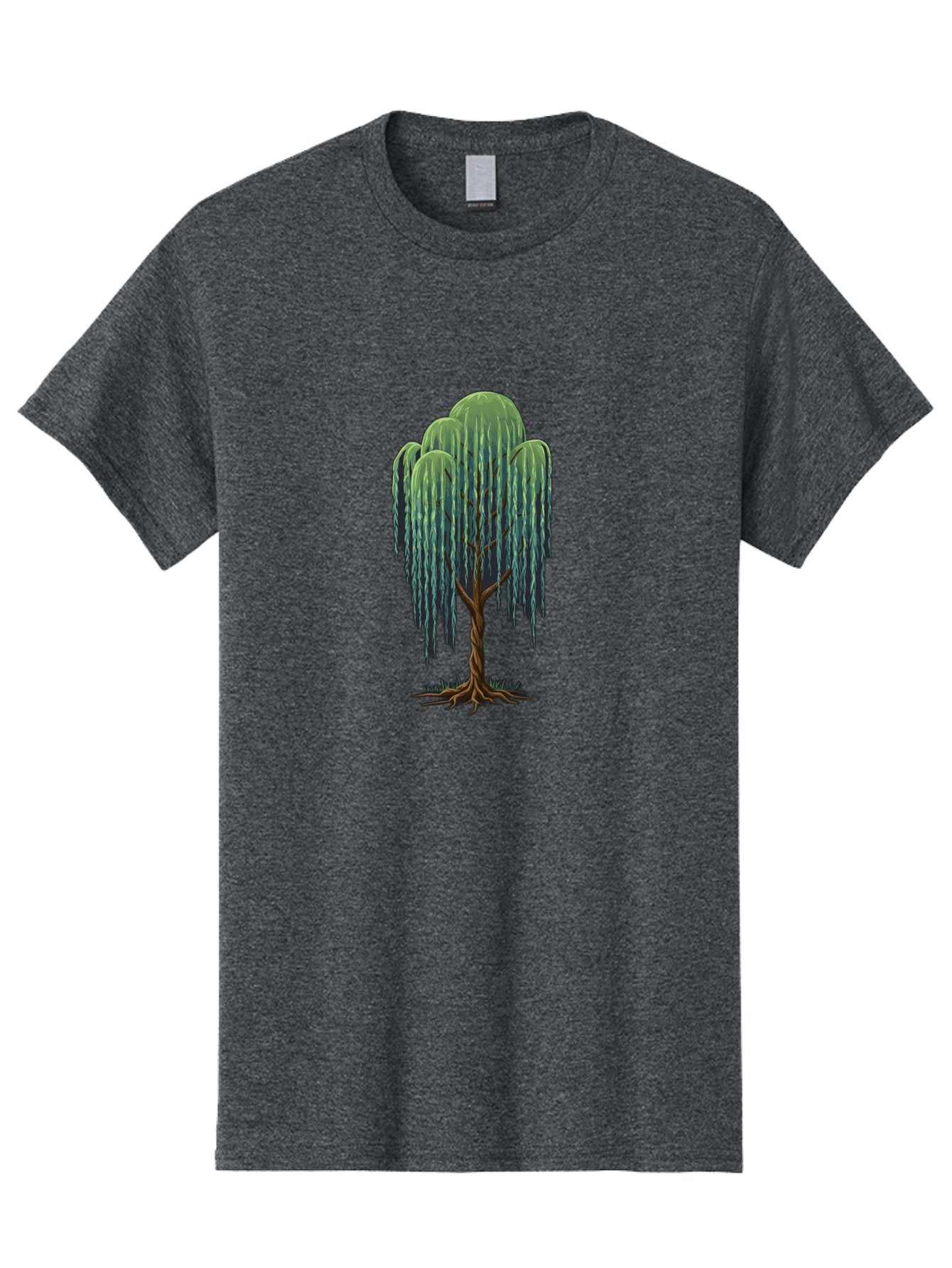 Willow-Tree Men'S Graphic Tee, 100% Cotton, Comfortable Casual Summer Wear, Machine Washable, Weeping Willow Tree, Twisted Trunk, Drooping Branches, Lush Foliage, Serene Landscape, Natural Scenery, Tree Roots Bab588 14