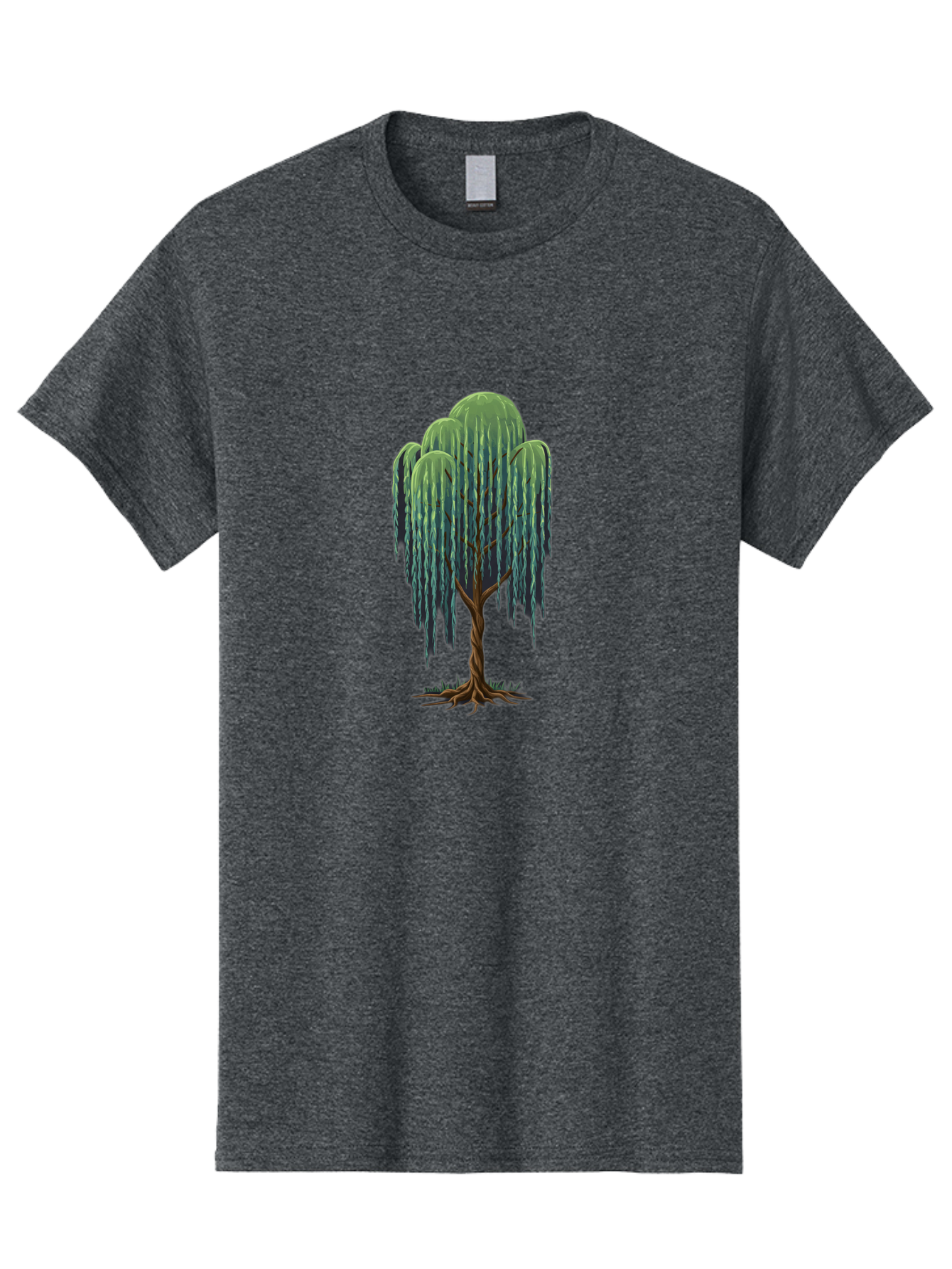 Willow-Tree Men'S Graphic Tee, 100% Cotton, Comfortable Casual Summer Wear, Machine Washable, Weeping Willow Tree, Twisted Trunk, Drooping Branches, Lush Foliage, Serene Landscape, Natural Scenery, Tree Roots Bab588