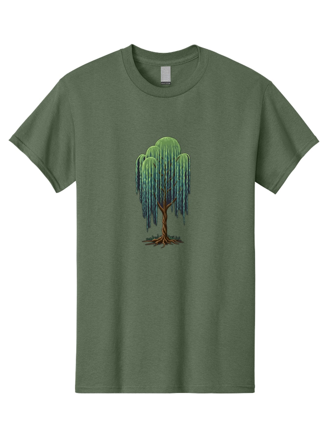 Willow-Tree Men'S Graphic Tee, 100% Cotton, Comfortable Casual Summer Wear, Machine Washable, Weeping Willow Tree, Twisted Trunk, Drooping Branches, Lush Foliage, Serene Landscape, Natural Scenery, Tree Roots Bab588 12