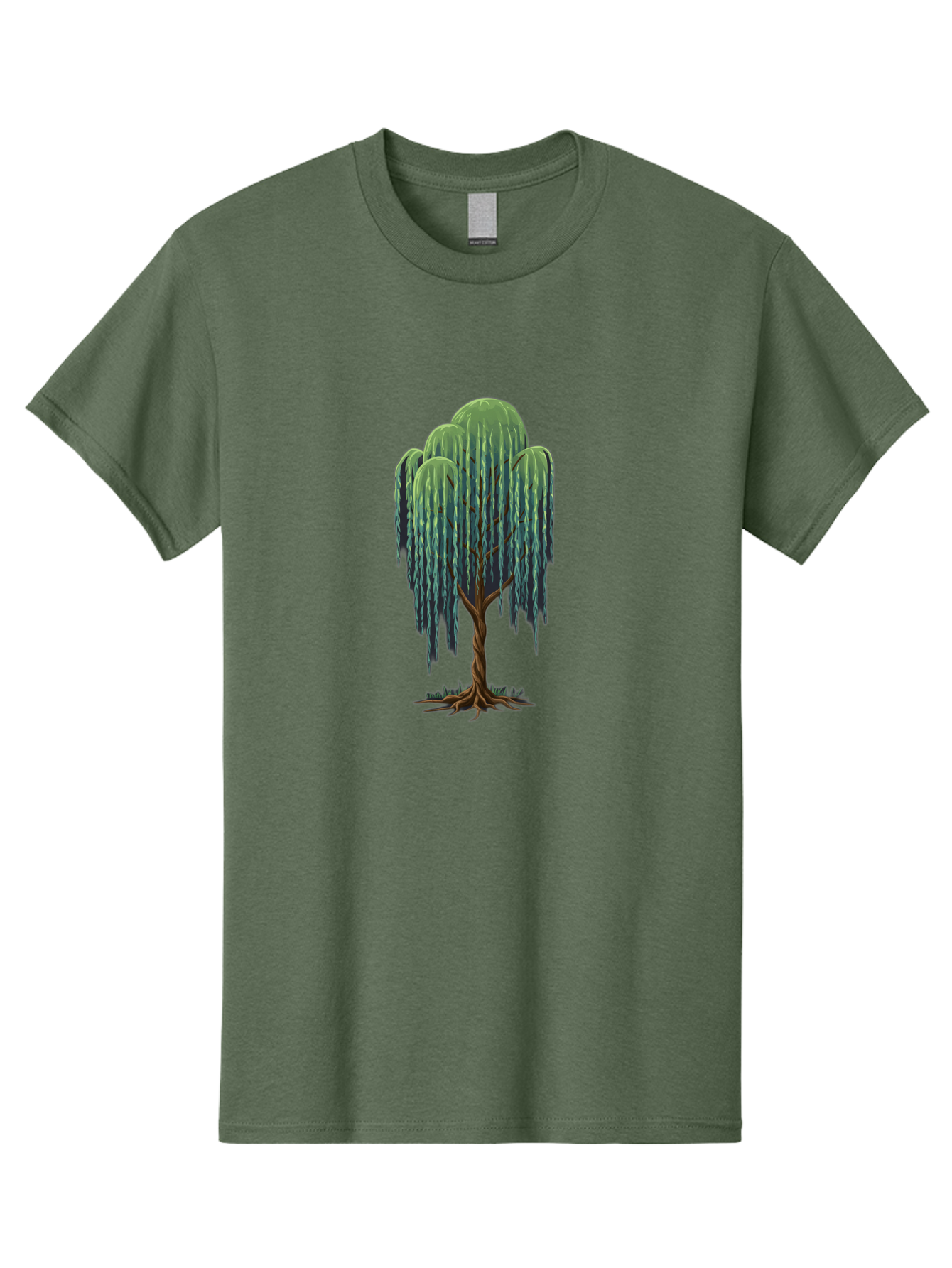 Willow-Tree Men'S Graphic Tee, 100% Cotton, Comfortable Casual Summer Wear, Machine Washable, Weeping Willow Tree, Twisted Trunk, Drooping Branches, Lush Foliage, Serene Landscape, Natural Scenery, Tree Roots Bab588 3