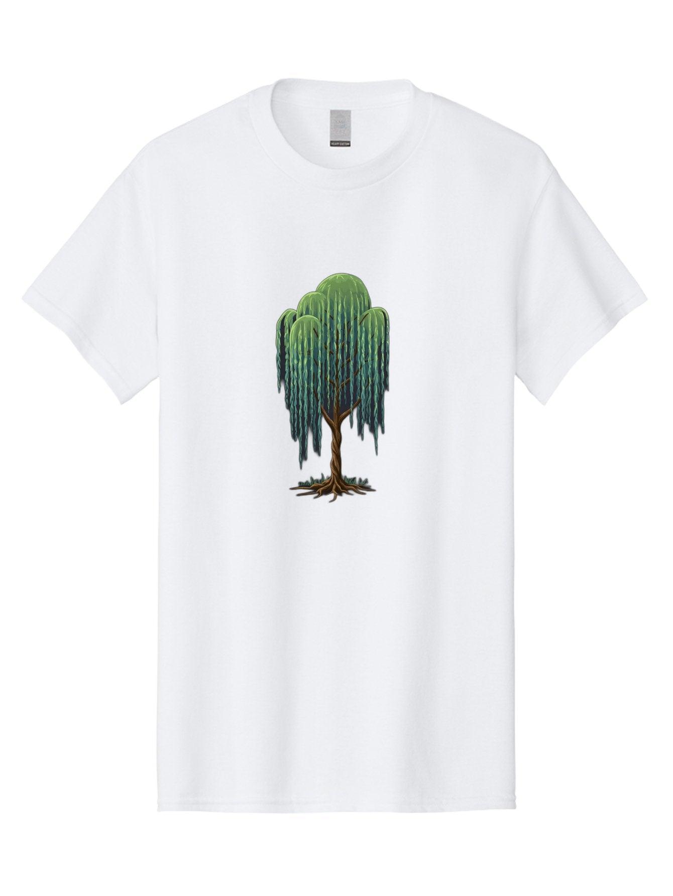 Willow-Tree Men'S Graphic Tee, 100% Cotton, Comfortable Casual Summer Wear, Machine Washable, Weeping Willow Tree, Twisted Trunk, Drooping Branches, Lush Foliage, Serene Landscape, Natural Scenery, Tree Roots Bab588 7