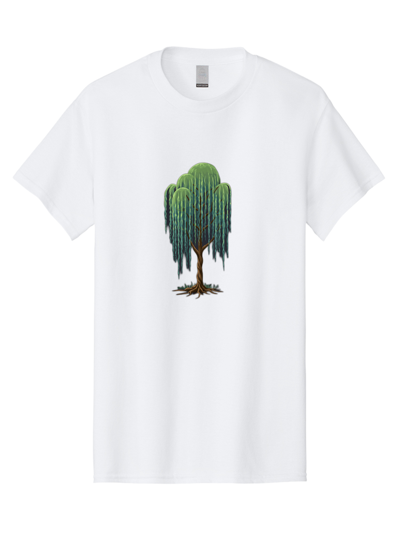 Willow-Tree Men'S Graphic Tee, 100% Cotton, Comfortable Casual Summer Wear, Machine Washable, Weeping Willow Tree, Twisted Trunk, Drooping Branches, Lush Foliage, Serene Landscape, Natural Scenery, Tree Roots Bab588 13