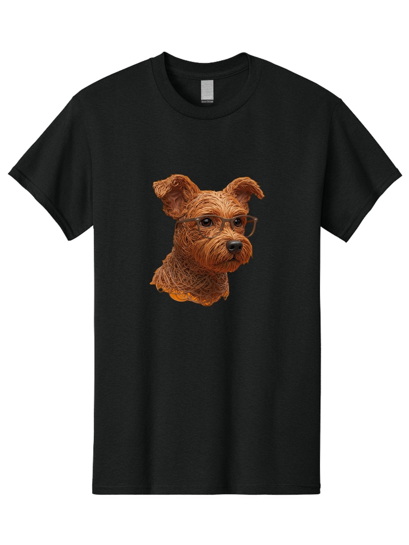 Wire-Dog-With-Glasses Men'S Graphic Tee, 100% Cotton, Comfortable Casual Summer Wear, Machine Washable, Dog Wearing Glasses, Wire Art Dog, Animal Portrait, Dog Portrait, Pet Illustration, Wire Sculpture, Creative Dog Art, Dog With Glasses, Bab589 6