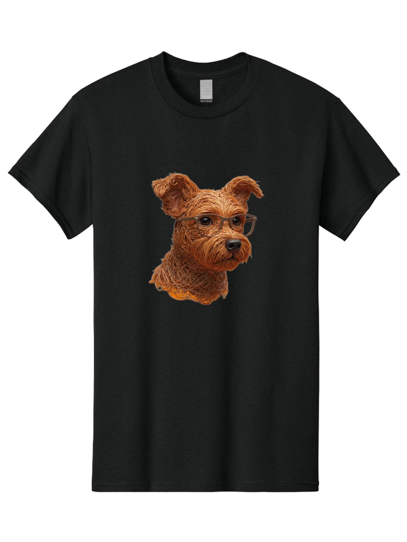 Wire-Dog-With-Glasses Men'S Graphic Tee, 100% Cotton, Comfortable Casual Summer Wear, Machine Washable, Dog Wearing Glasses, Wire Art Dog, Animal Portrait, Dog Portrait, Pet Illustration, Wire Sculpture, Creative Dog Art, Dog With Glasses, Bab589 7