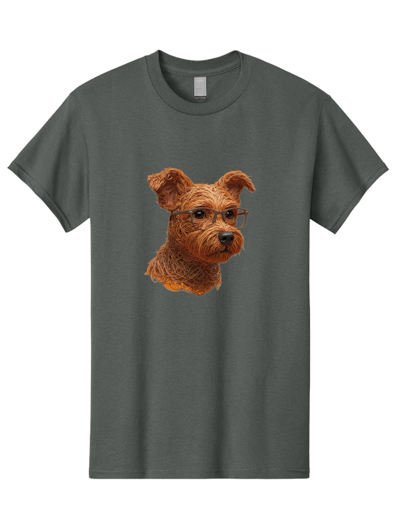Wire-Dog-With-Glasses Men'S Graphic Tee, 100% Cotton, Comfortable Casual Summer Wear, Machine Washable, Dog Wearing Glasses, Wire Art Dog, Animal Portrait, Dog Portrait, Pet Illustration, Wire Sculpture, Creative Dog Art, Dog With Glasses, Bab589 15