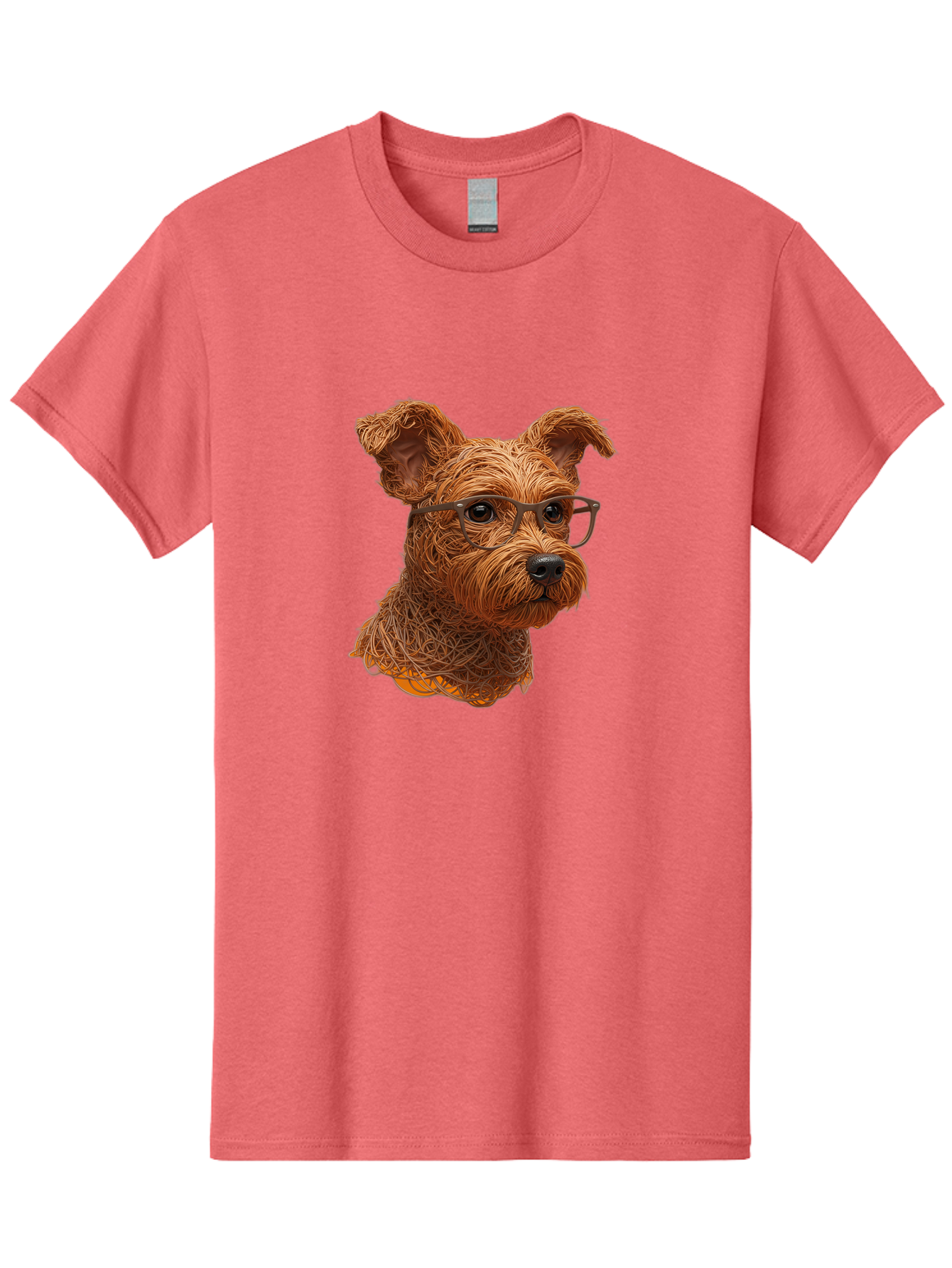 Wire-Dog-With-Glasses Men'S Graphic Tee, 100% Cotton, Comfortable Casual Summer Wear, Machine Washable, Dog Wearing Glasses, Wire Art Dog, Animal Portrait, Dog Portrait, Pet Illustration, Wire Sculpture, Creative Dog Art, Dog With Glasses, Bab589