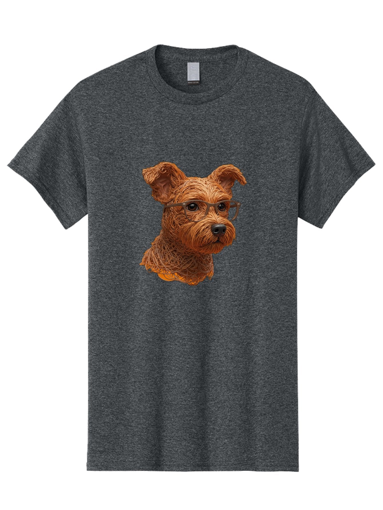 Wire-Dog-With-Glasses Men'S Graphic Tee, 100% Cotton, Comfortable Casual Summer Wear, Machine Washable, Dog Wearing Glasses, Wire Art Dog, Animal Portrait, Dog Portrait, Pet Illustration, Wire Sculpture, Creative Dog Art, Dog With Glasses, Bab589 4