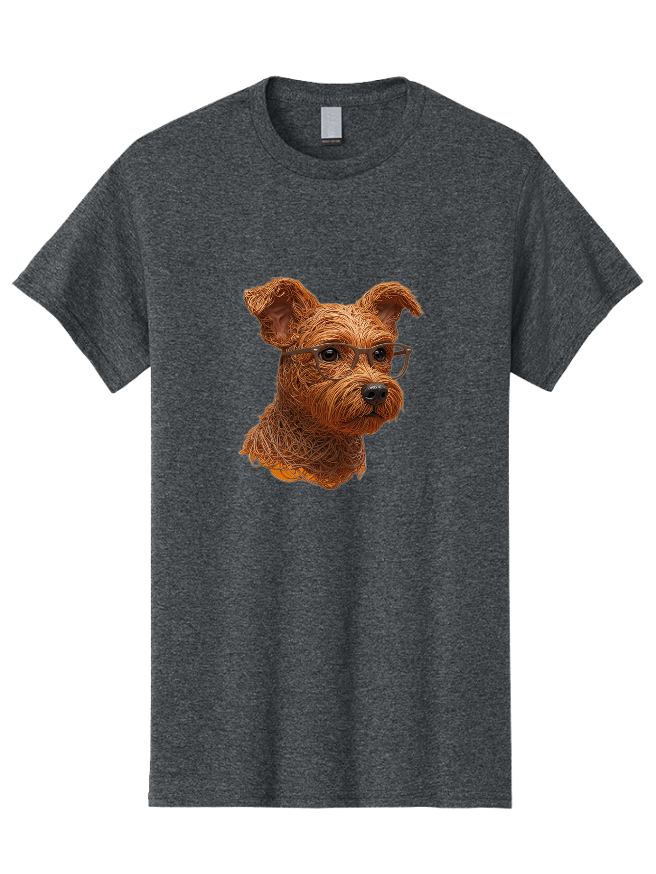 Wire-Dog-With-Glasses Men'S Graphic Tee, 100% Cotton, Comfortable Casual Summer Wear, Machine Washable, Dog Wearing Glasses, Wire Art Dog, Animal Portrait, Dog Portrait, Pet Illustration, Wire Sculpture, Creative Dog Art, Dog With Glasses, Bab589 12