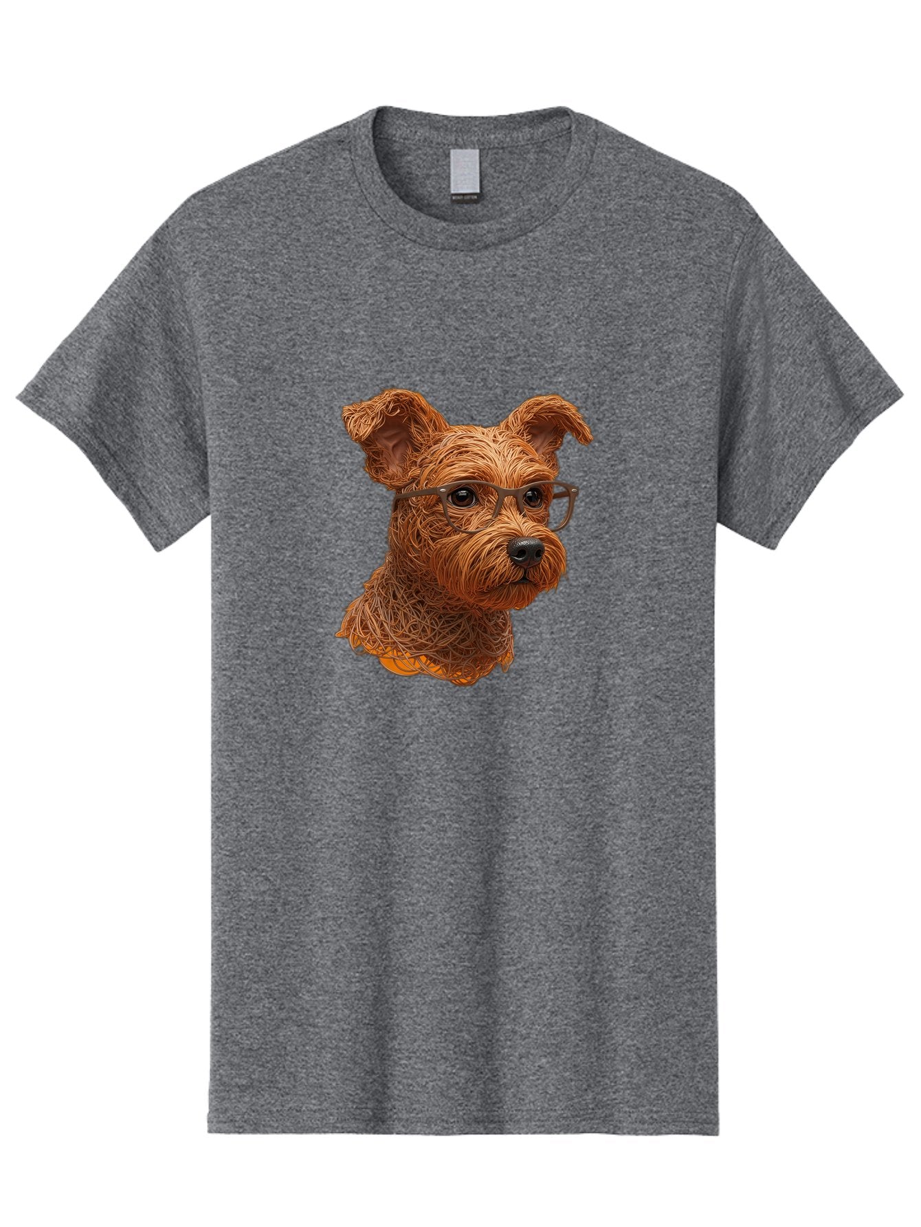 Wire-Dog-With-Glasses Men'S Graphic Tee, 100% Cotton, Comfortable Casual Summer Wear, Machine Washable, Dog Wearing Glasses, Wire Art Dog, Animal Portrait, Dog Portrait, Pet Illustration, Wire Sculpture, Creative Dog Art, Dog With Glasses, Bab589 8
