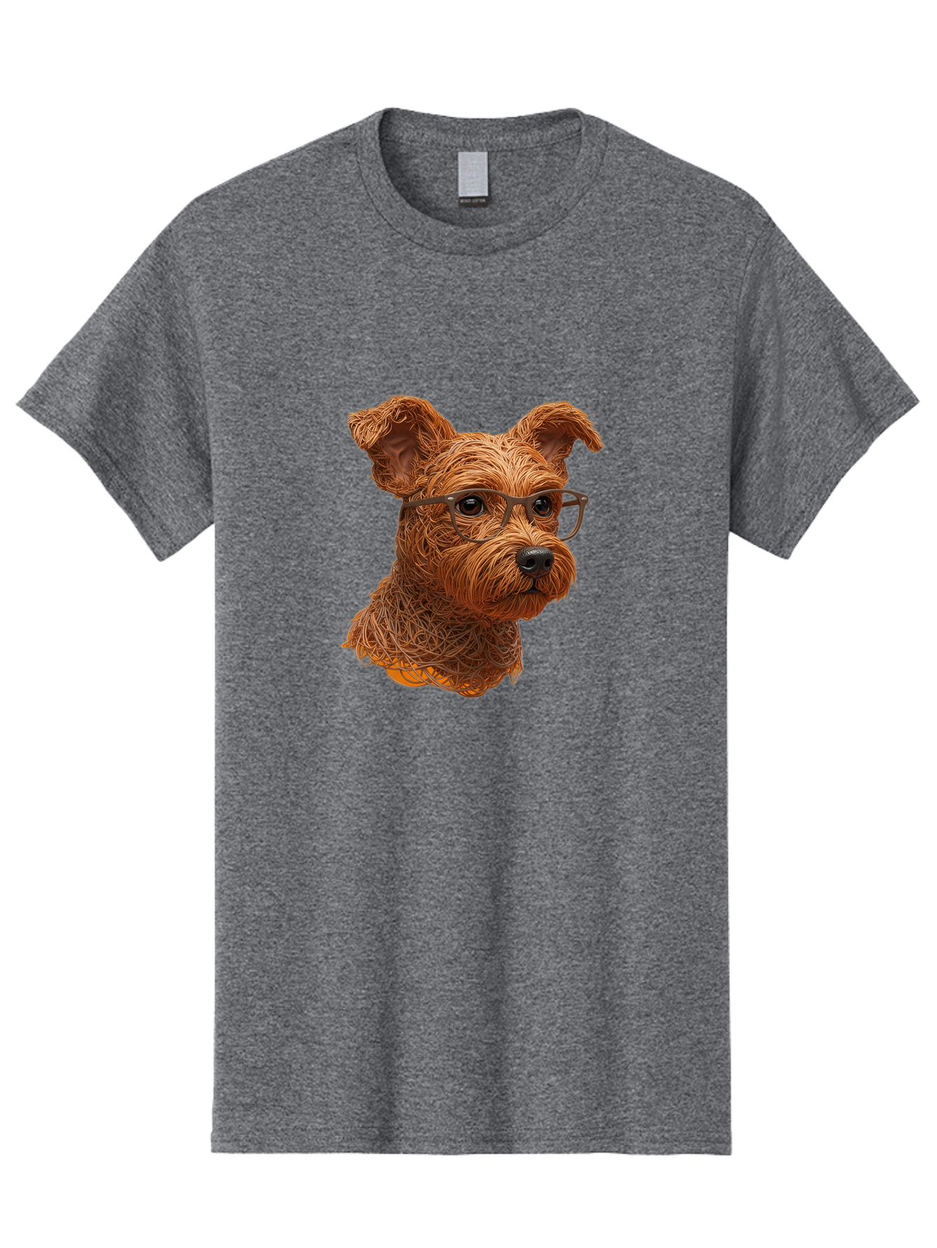 Wire-Dog-With-Glasses Men'S Graphic Tee, 100% Cotton, Comfortable Casual Summer Wear, Machine Washable, Dog Wearing Glasses, Wire Art Dog, Animal Portrait, Dog Portrait, Pet Illustration, Wire Sculpture, Creative Dog Art, Dog With Glasses, Bab589 6