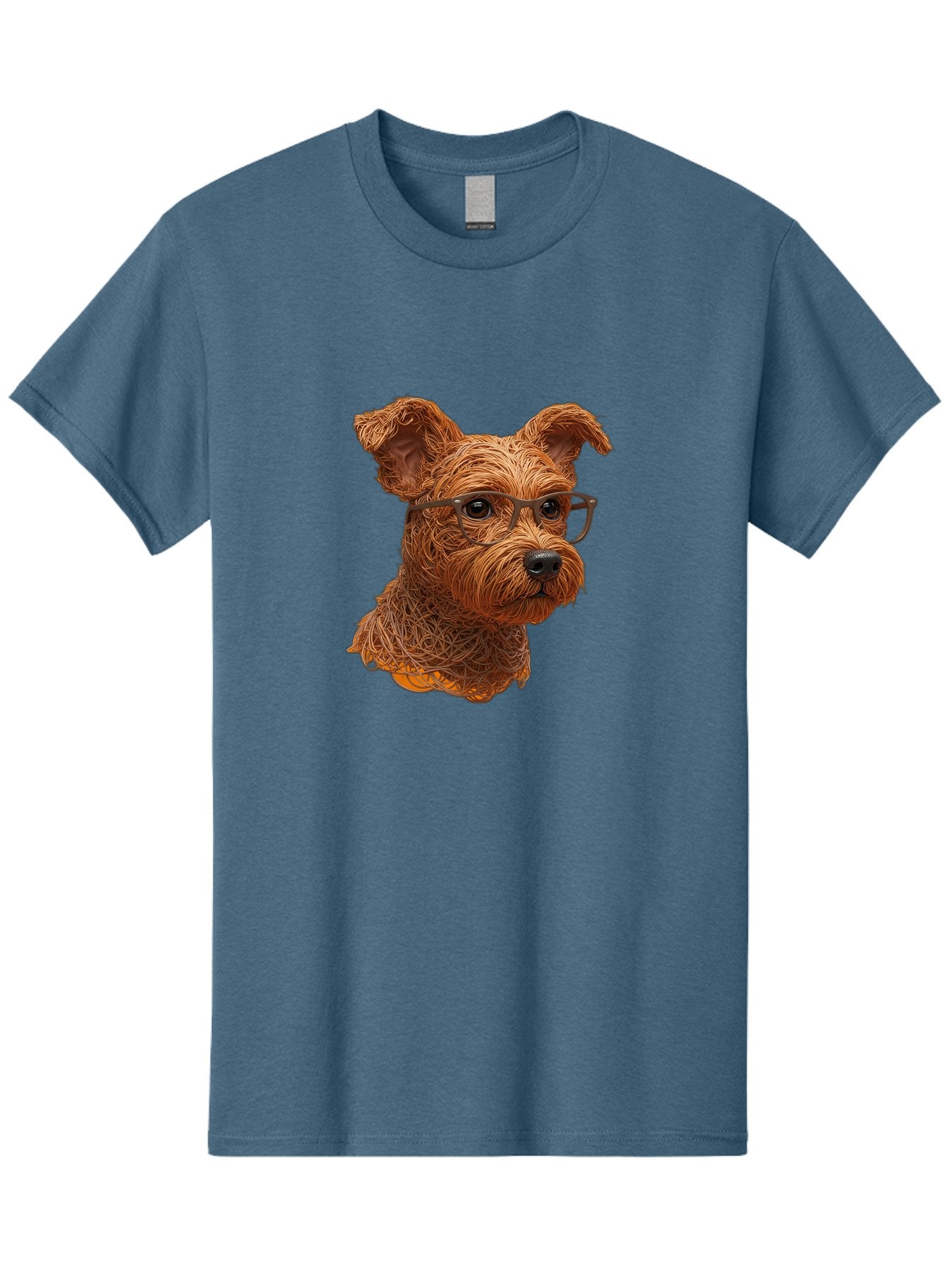 Wire-Dog-With-Glasses Men'S Graphic Tee, 100% Cotton, Comfortable Casual Summer Wear, Machine Washable, Dog Wearing Glasses, Wire Art Dog, Animal Portrait, Dog Portrait, Pet Illustration, Wire Sculpture, Creative Dog Art, Dog With Glasses, Bab589 10