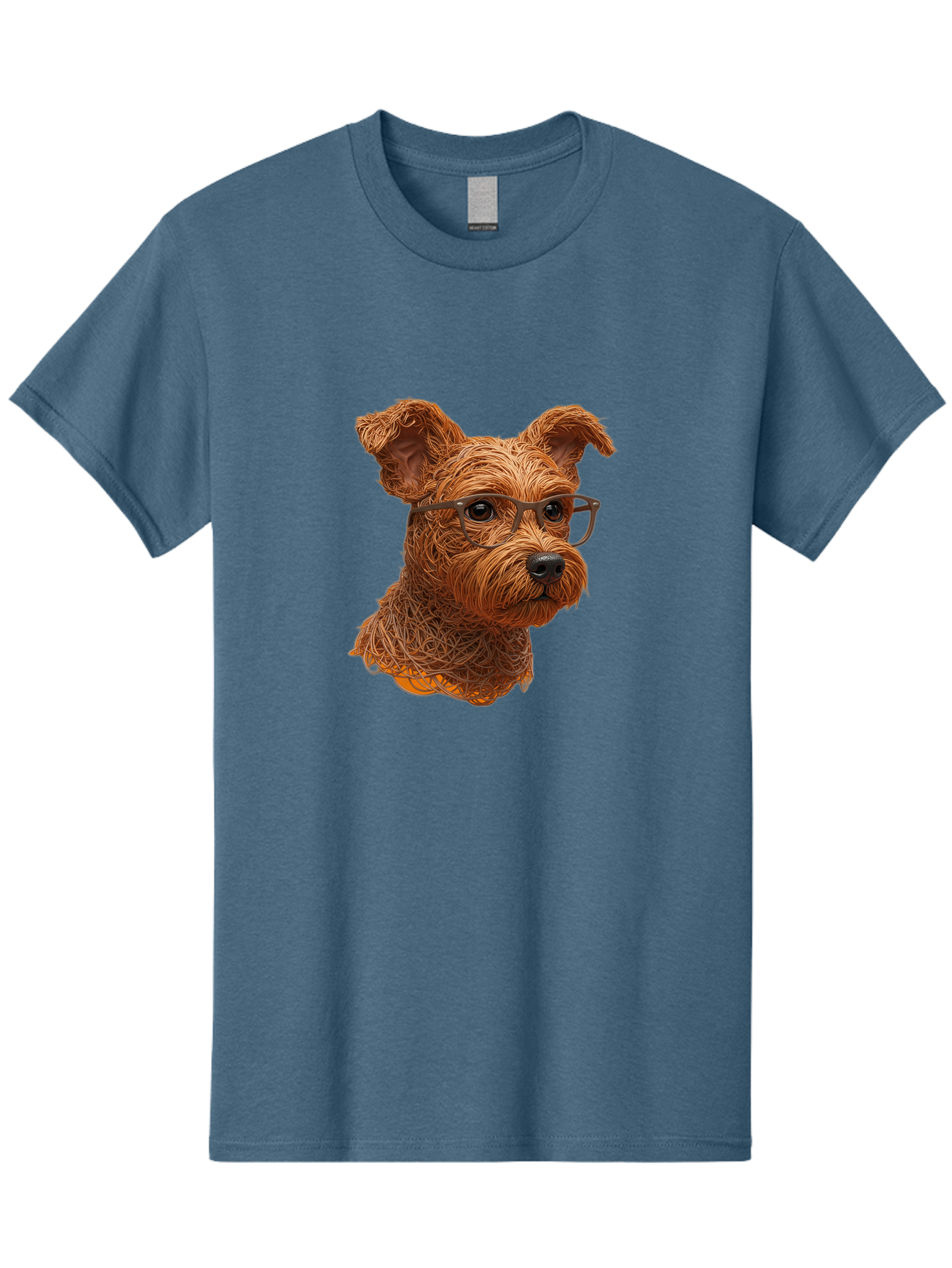 Wire-Dog-With-Glasses Men'S Graphic Tee, 100% Cotton, Comfortable Casual Summer Wear, Machine Washable, Dog Wearing Glasses, Wire Art Dog, Animal Portrait, Dog Portrait, Pet Illustration, Wire Sculpture, Creative Dog Art, Dog With Glasses, Bab589 14