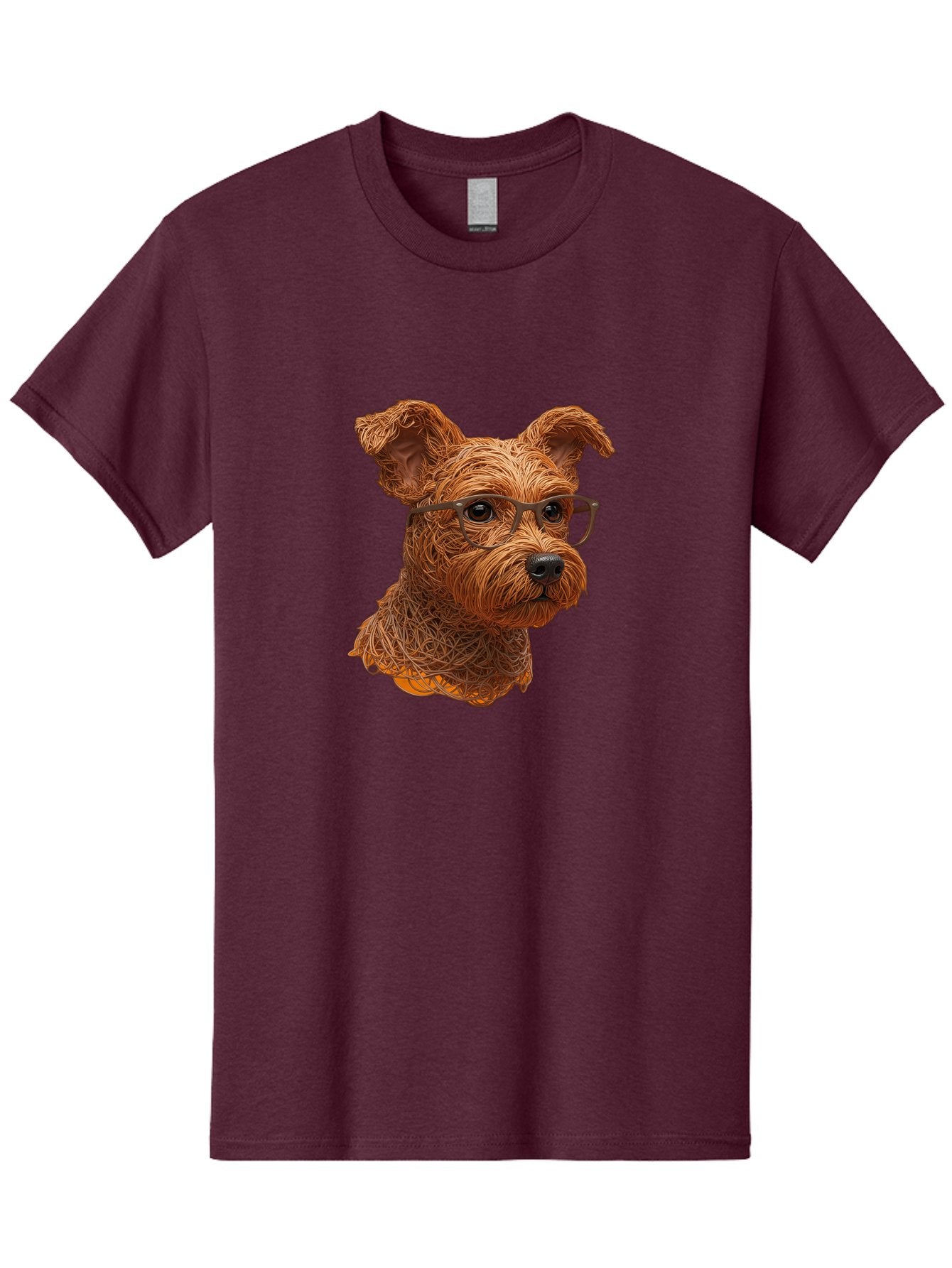 Wire-Dog-With-Glasses Men'S Graphic Tee, 100% Cotton, Comfortable Casual Summer Wear, Machine Washable, Dog Wearing Glasses, Wire Art Dog, Animal Portrait, Dog Portrait, Pet Illustration, Wire Sculpture, Creative Dog Art, Dog With Glasses, Bab589 15