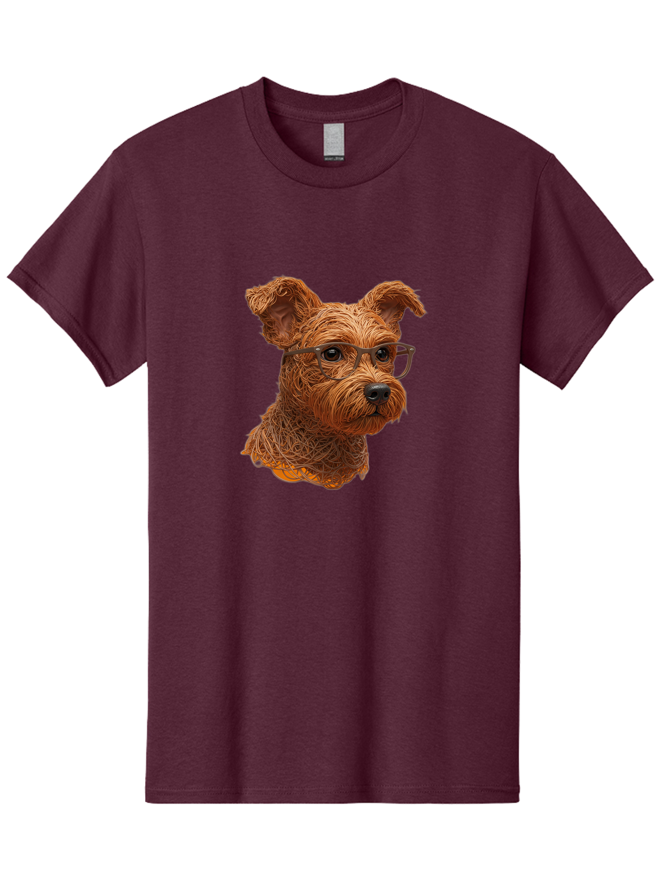 Wire-Dog-With-Glasses Men'S Graphic Tee, 100% Cotton, Comfortable Casual Summer Wear, Machine Washable, Dog Wearing Glasses, Wire Art Dog, Animal Portrait, Dog Portrait, Pet Illustration, Wire Sculpture, Creative Dog Art, Dog With Glasses, Bab589