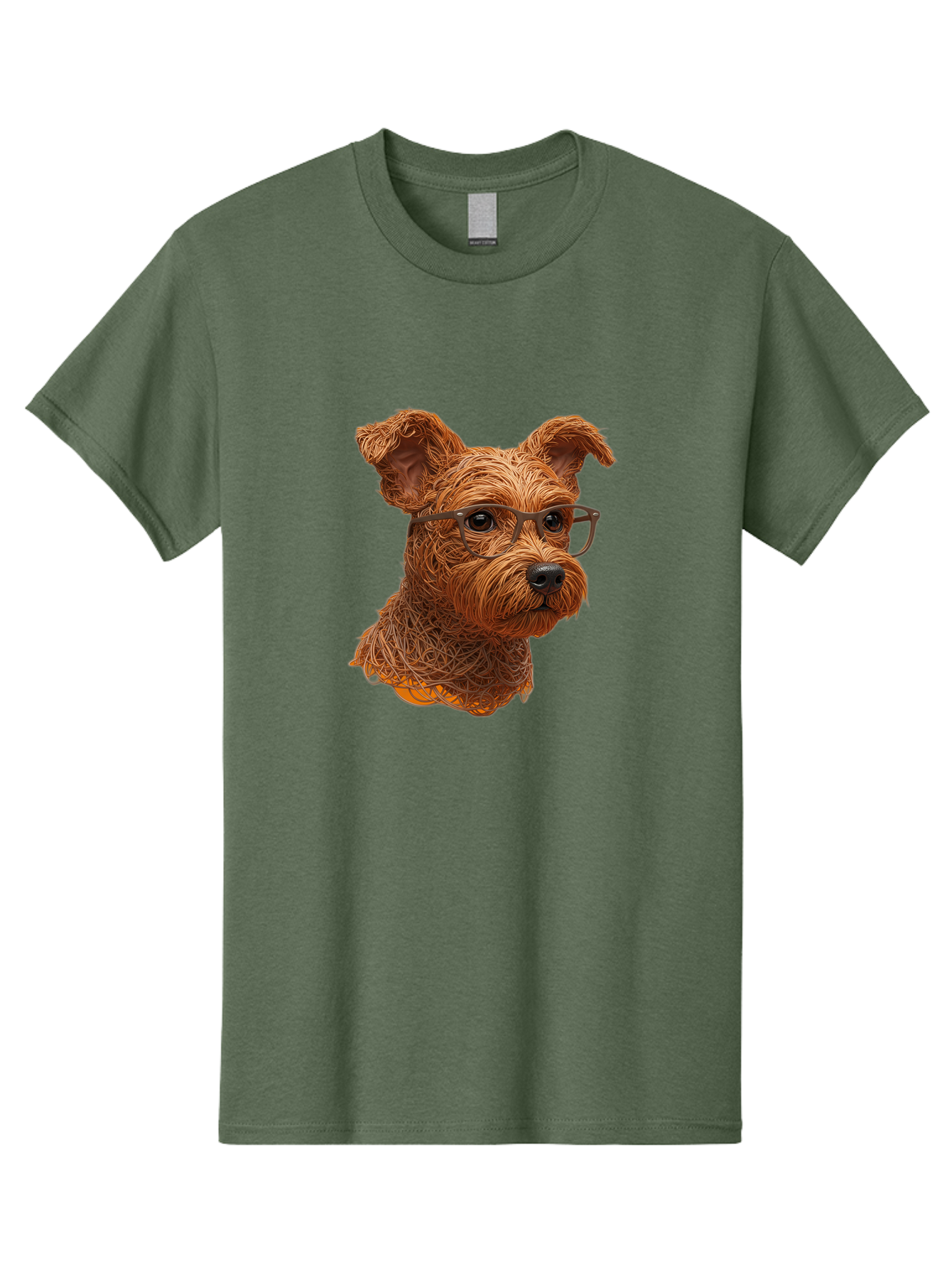Wire-Dog-With-Glasses Men'S Graphic Tee, 100% Cotton, Comfortable Casual Summer Wear, Machine Washable, Dog Wearing Glasses, Wire Art Dog, Animal Portrait, Dog Portrait, Pet Illustration, Wire Sculpture, Creative Dog Art, Dog With Glasses, Bab589 13
