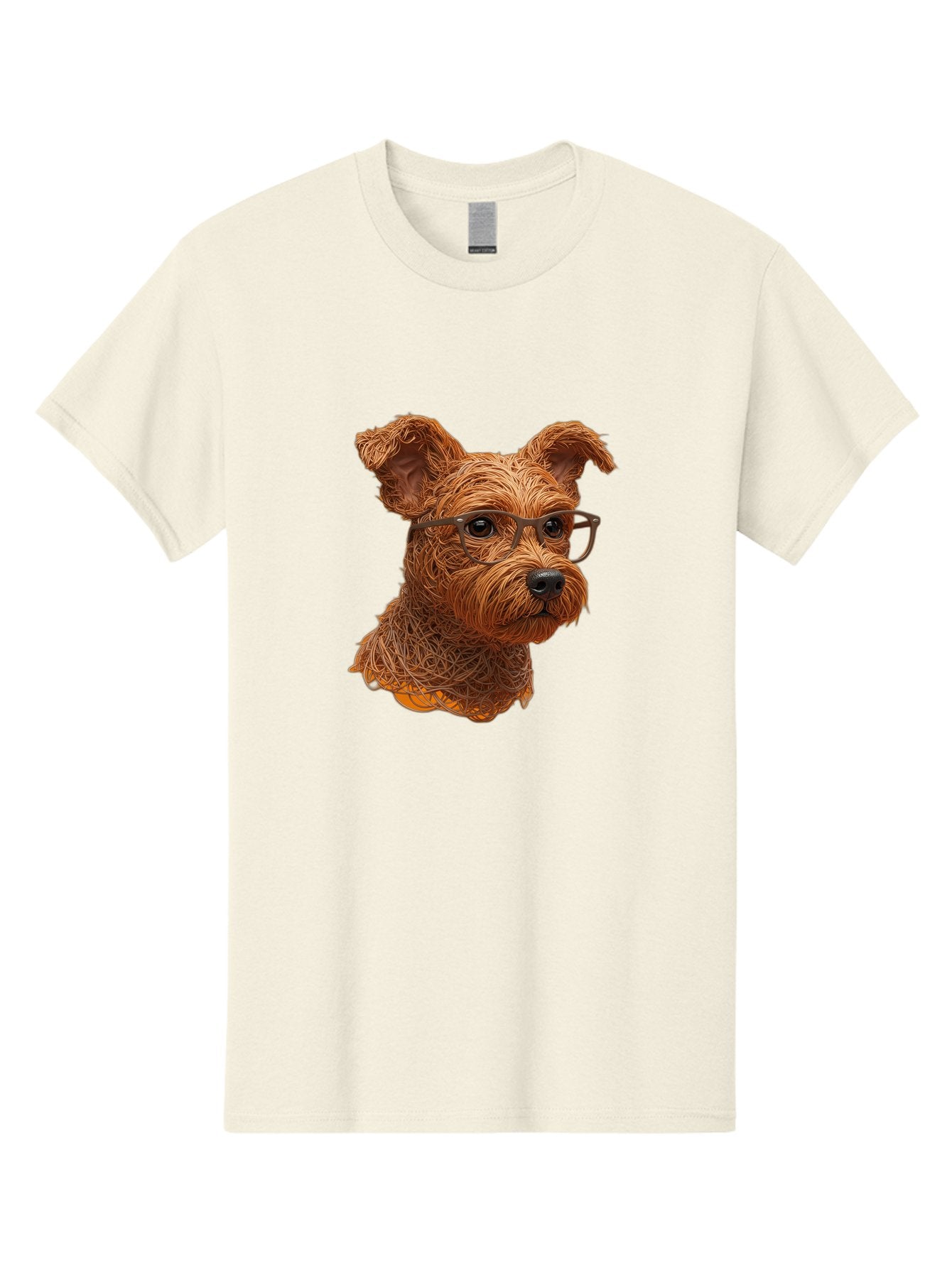 Wire-Dog-With-Glasses Men'S Graphic Tee, 100% Cotton, Comfortable Casual Summer Wear, Machine Washable, Dog Wearing Glasses, Wire Art Dog, Animal Portrait, Dog Portrait, Pet Illustration, Wire Sculpture, Creative Dog Art, Dog With Glasses, Bab589