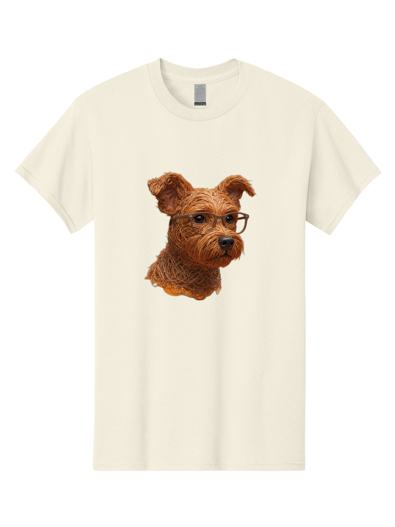 Wire-Dog-With-Glasses Men'S Graphic Tee, 100% Cotton, Comfortable Casual Summer Wear, Machine Washable, Dog Wearing Glasses, Wire Art Dog, Animal Portrait, Dog Portrait, Pet Illustration, Wire Sculpture, Creative Dog Art, Dog With Glasses, Bab589 10