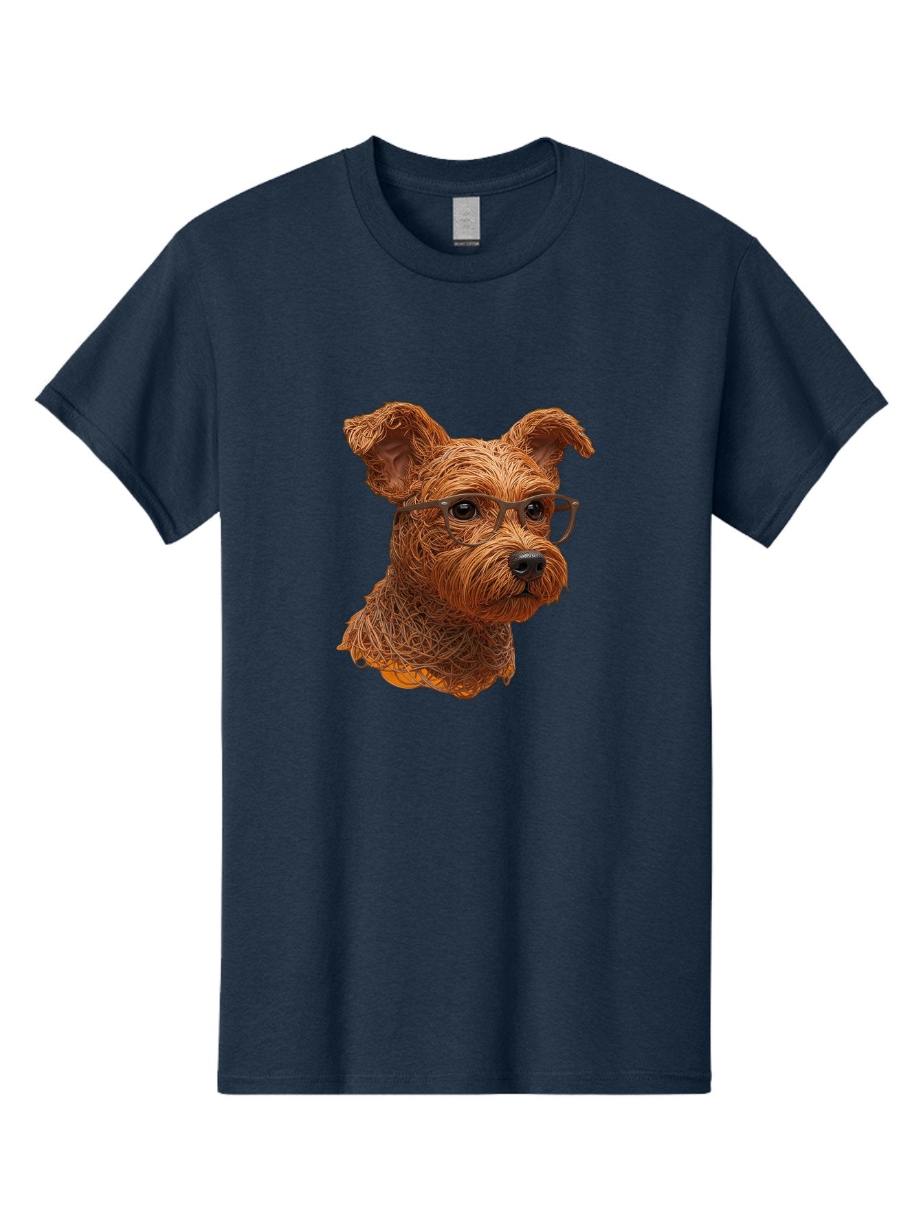 Wire-Dog-With-Glasses Men'S Graphic Tee, 100% Cotton, Comfortable Casual Summer Wear, Machine Washable, Dog Wearing Glasses, Wire Art Dog, Animal Portrait, Dog Portrait, Pet Illustration, Wire Sculpture, Creative Dog Art, Dog With Glasses, Bab589 12