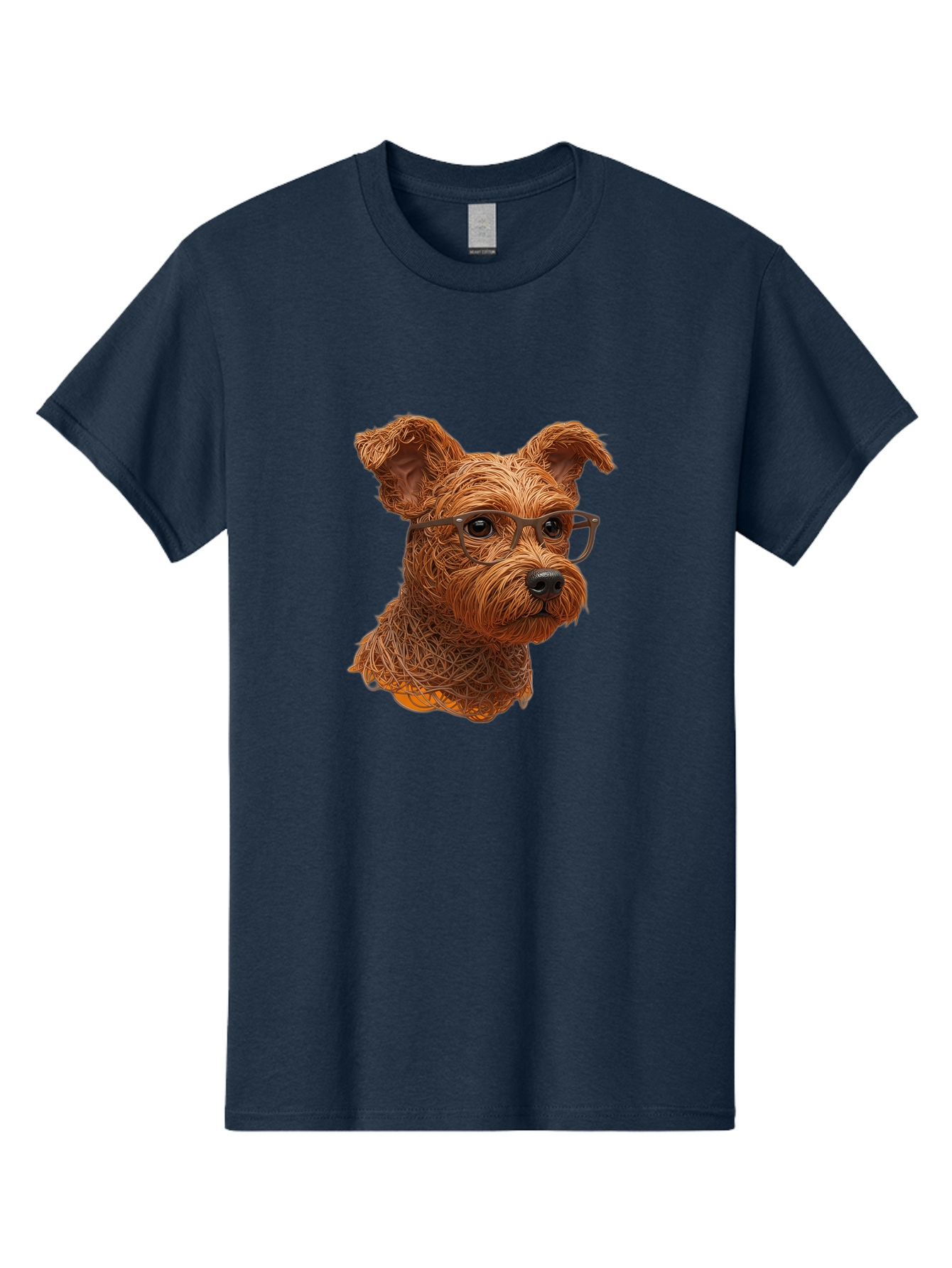 Wire-Dog-With-Glasses Men'S Graphic Tee, 100% Cotton, Comfortable Casual Summer Wear, Machine Washable, Dog Wearing Glasses, Wire Art Dog, Animal Portrait, Dog Portrait, Pet Illustration, Wire Sculpture, Creative Dog Art, Dog With Glasses, Bab589 3