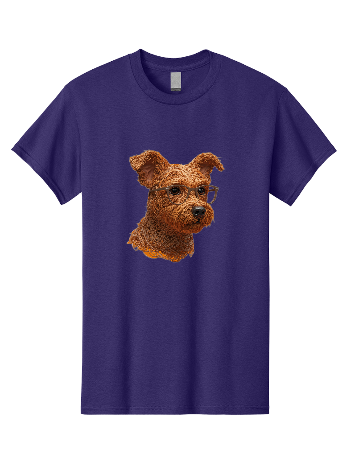 Wire-Dog-With-Glasses Men'S Graphic Tee, 100% Cotton, Comfortable Casual Summer Wear, Machine Washable, Dog Wearing Glasses, Wire Art Dog, Animal Portrait, Dog Portrait, Pet Illustration, Wire Sculpture, Creative Dog Art, Dog With Glasses, Bab589 5