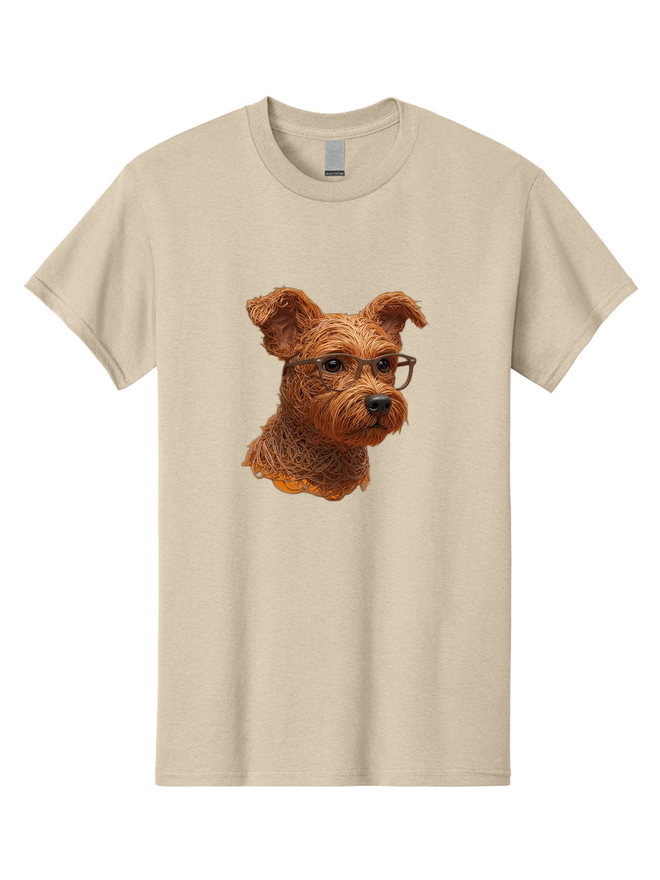 Wire-Dog-With-Glasses Men'S Graphic Tee, 100% Cotton, Comfortable Casual Summer Wear, Machine Washable, Dog Wearing Glasses, Wire Art Dog, Animal Portrait, Dog Portrait, Pet Illustration, Wire Sculpture, Creative Dog Art, Dog With Glasses, Bab589 11