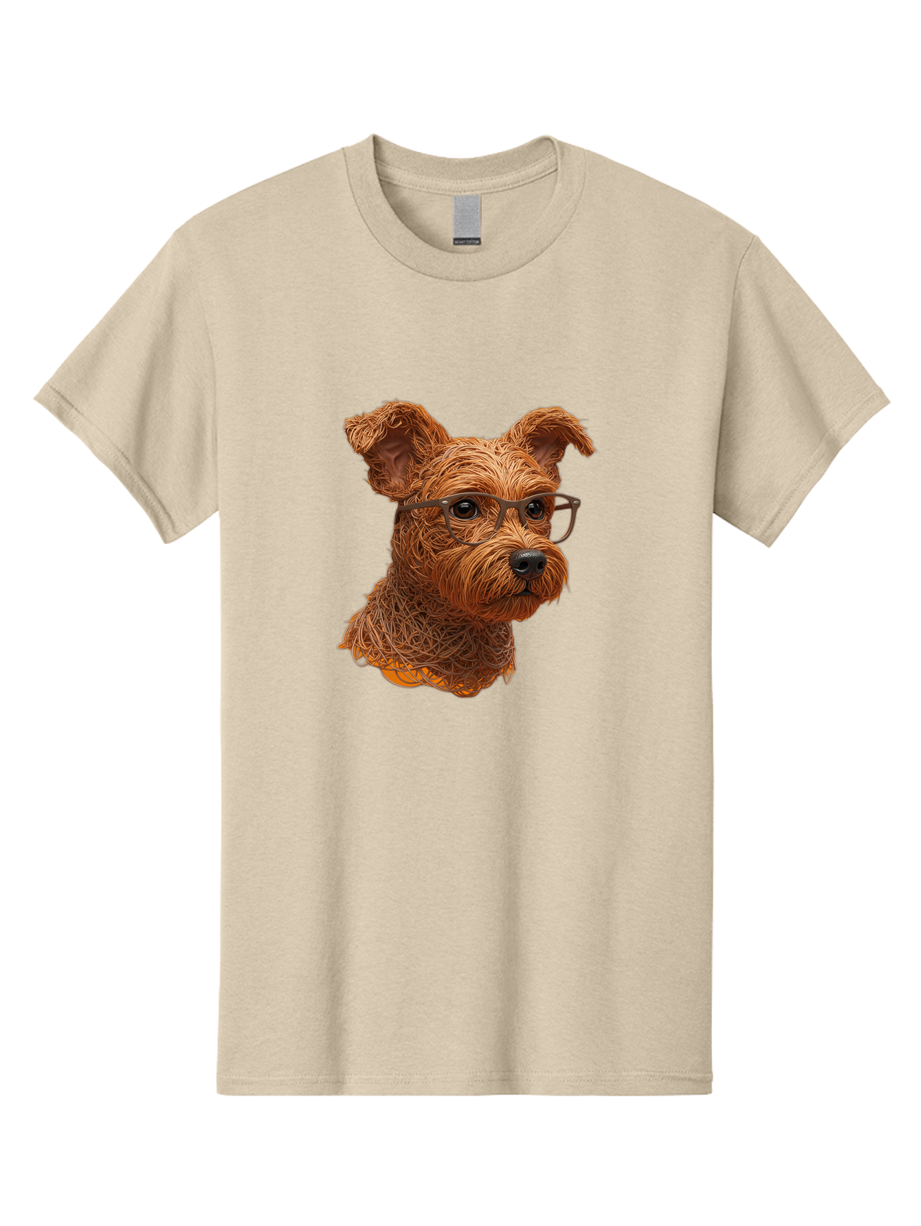 Wire-Dog-With-Glasses Men'S Graphic Tee, 100% Cotton, Comfortable Casual Summer Wear, Machine Washable, Dog Wearing Glasses, Wire Art Dog, Animal Portrait, Dog Portrait, Pet Illustration, Wire Sculpture, Creative Dog Art, Dog With Glasses, Bab589 4