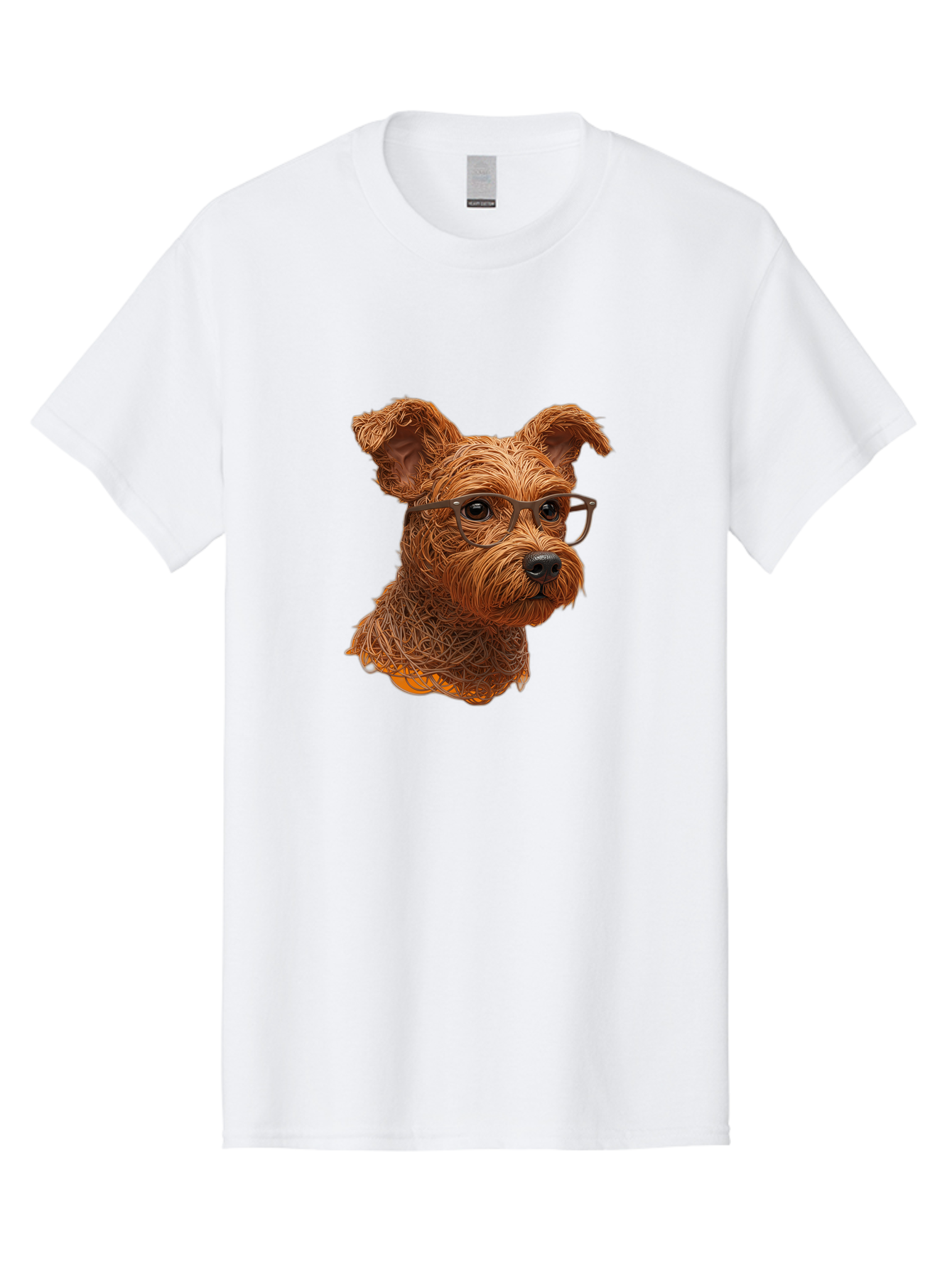 Wire-Dog-With-Glasses Men'S Graphic Tee, 100% Cotton, Comfortable Casual Summer Wear, Machine Washable, Dog Wearing Glasses, Wire Art Dog, Animal Portrait, Dog Portrait, Pet Illustration, Wire Sculpture, Creative Dog Art, Dog With Glasses, Bab589 9
