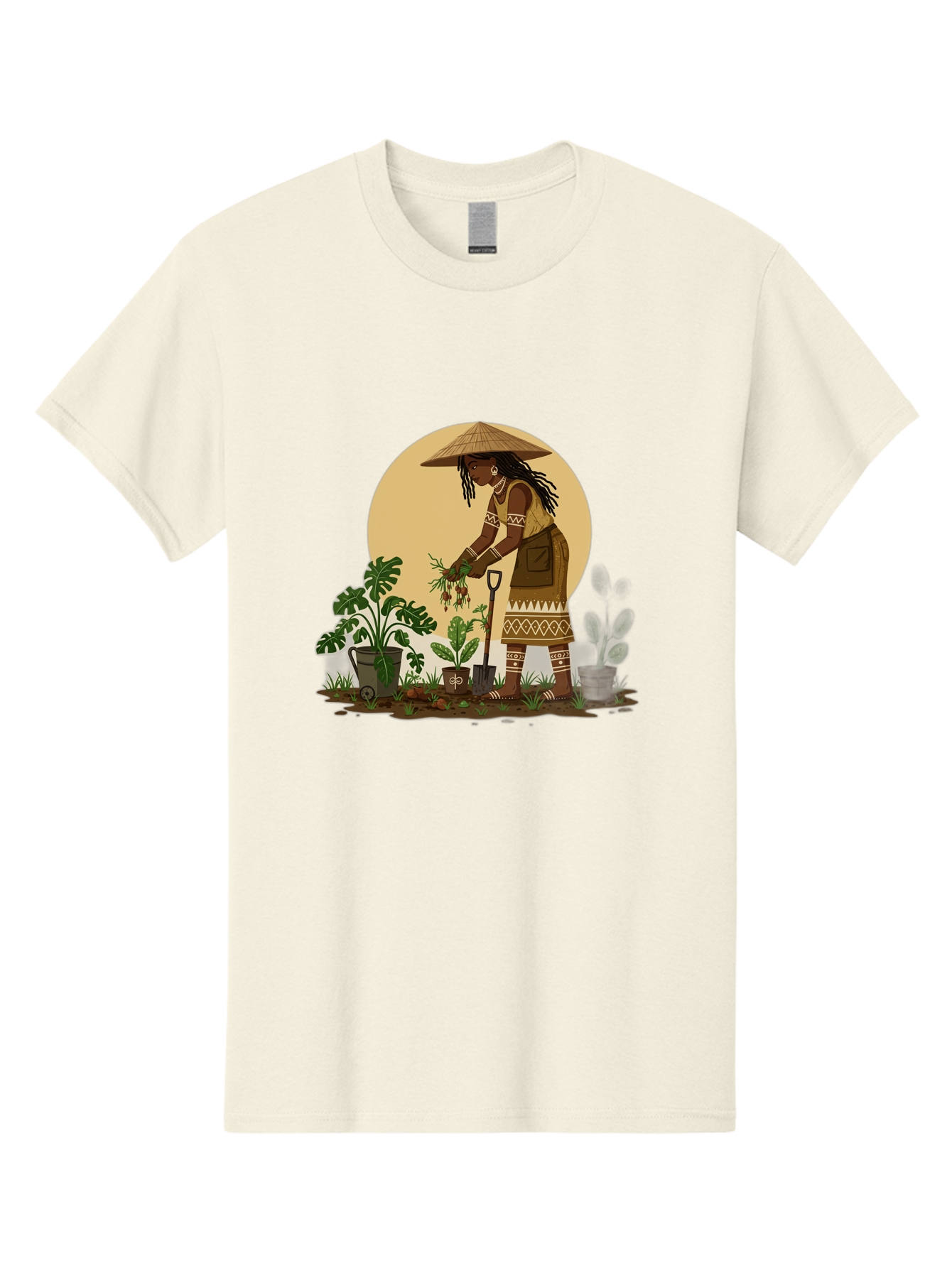 Woman-Gardening-1 Men'S Graphic Tee, 100% Cotton, Comfortable Casual Summer Wear, Machine Washable, Woman Gardening, Harvesting Plants, Traditional Clothing, Conical Hat, Farming Activities, Cultural Heritage, Rural Lifestyle, Green Plants, Bab590 14