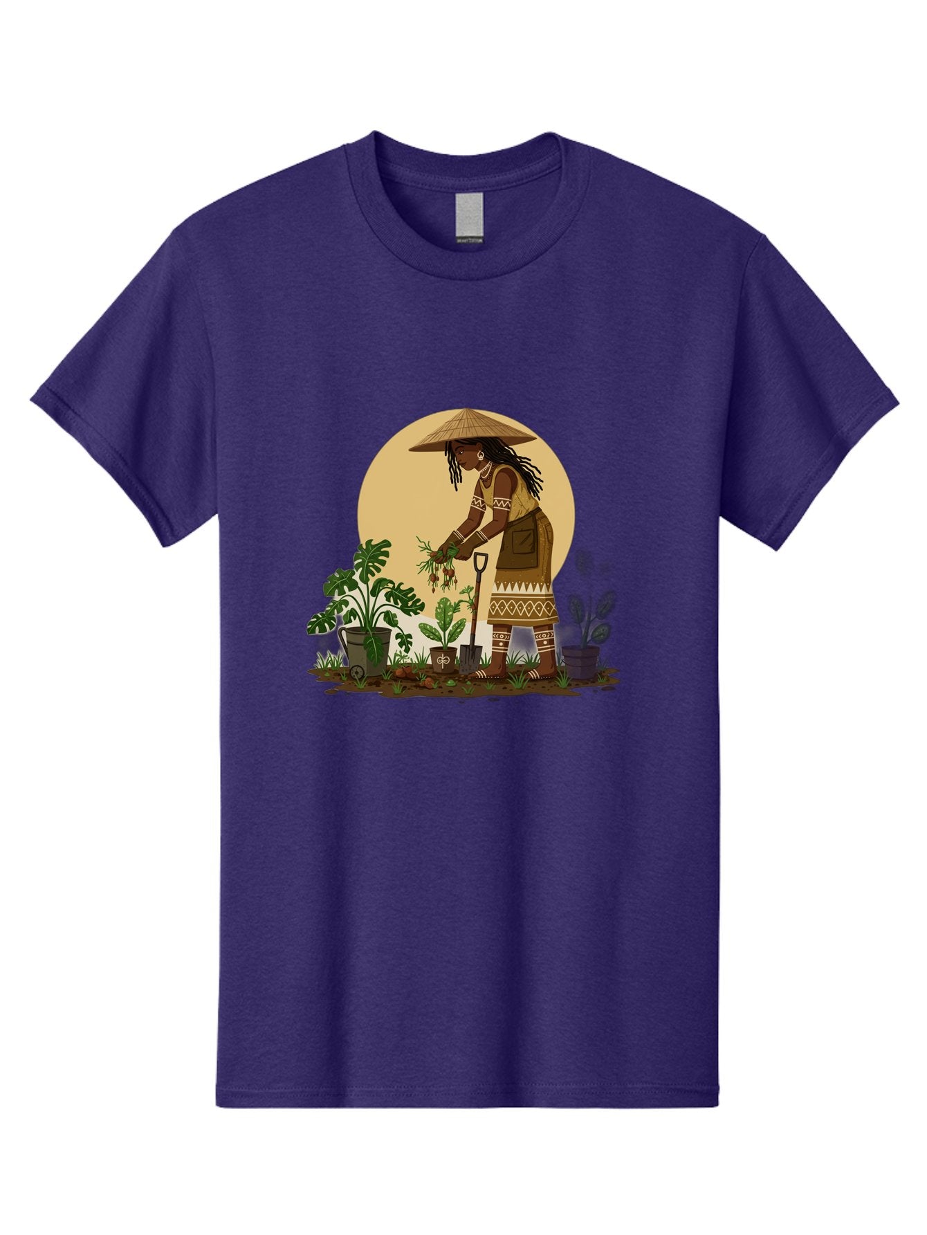 Woman-Gardening-1 Men'S Graphic Tee, 100% Cotton, Comfortable Casual Summer Wear, Machine Washable, Woman Gardening, Harvesting Plants, Traditional Clothing, Conical Hat, Farming Activities, Cultural Heritage, Rural Lifestyle, Green Plants, Bab590 11