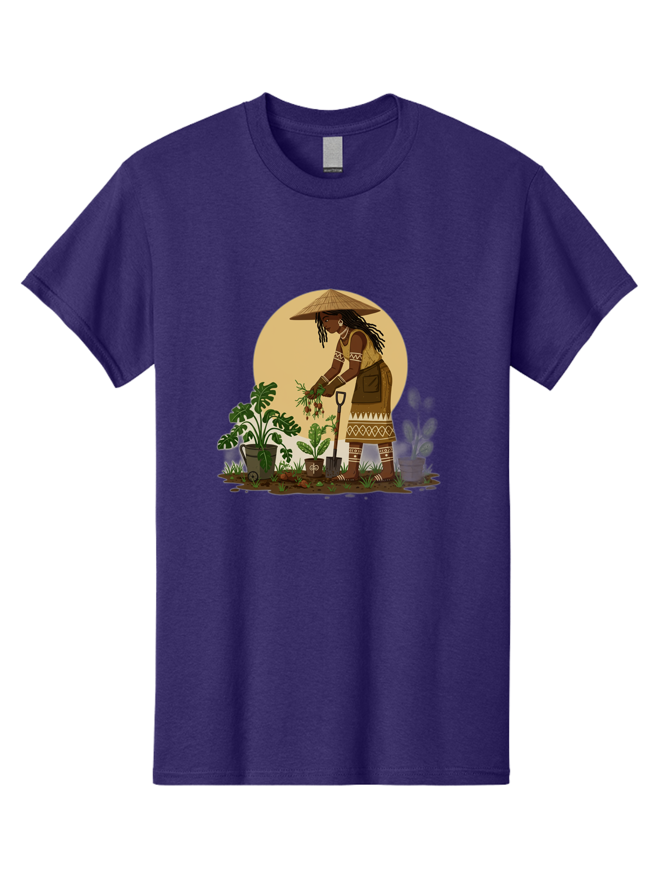 Woman-Gardening-1 Men'S Graphic Tee, 100% Cotton, Comfortable Casual Summer Wear, Machine Washable, Woman Gardening, Harvesting Plants, Traditional Clothing, Conical Hat, Farming Activities, Cultural Heritage, Rural Lifestyle, Green Plants, Bab590 4