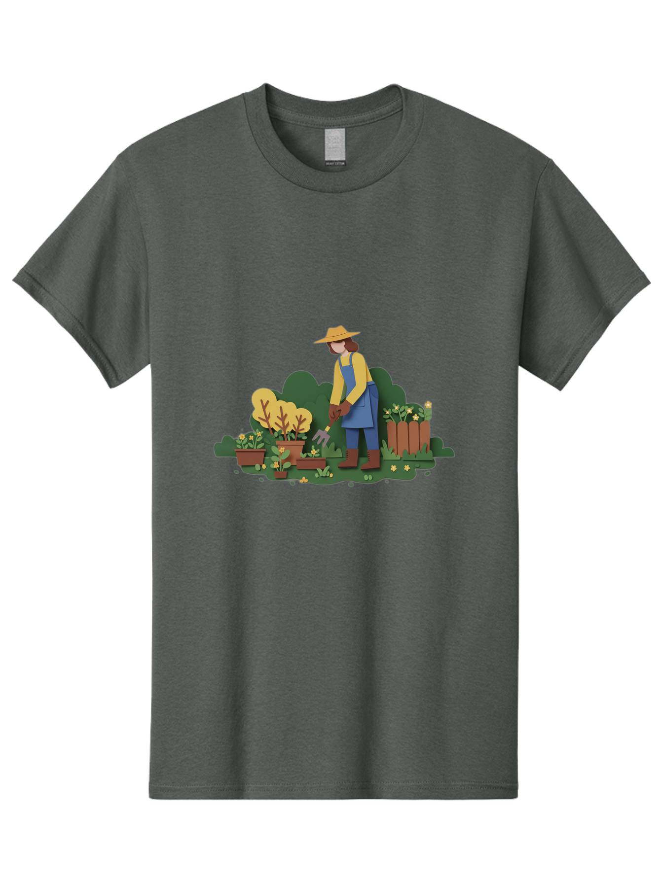 Woman-Gardening Men'S Graphic Tee, 100% Cotton, Comfortable Casual Summer Wear, Machine Washable, Gardener Tending Plants, Gardening Tools, Potted Plants, Gardening Activities, Yellow Flowers, Garden Scenery, Outdoor Work, Gardening Gloves Bab591 8
