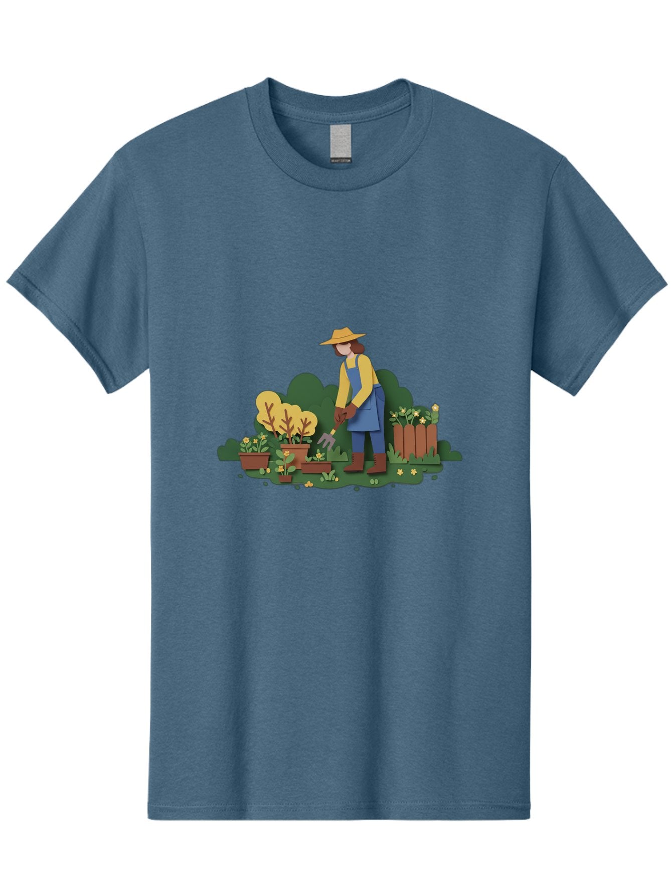 Woman-Gardening Men'S Graphic Tee, 100% Cotton, Comfortable Casual Summer Wear, Machine Washable, Gardener Tending Plants, Gardening Tools, Potted Plants, Gardening Activities, Yellow Flowers, Garden Scenery, Outdoor Work, Gardening Gloves Bab591 14