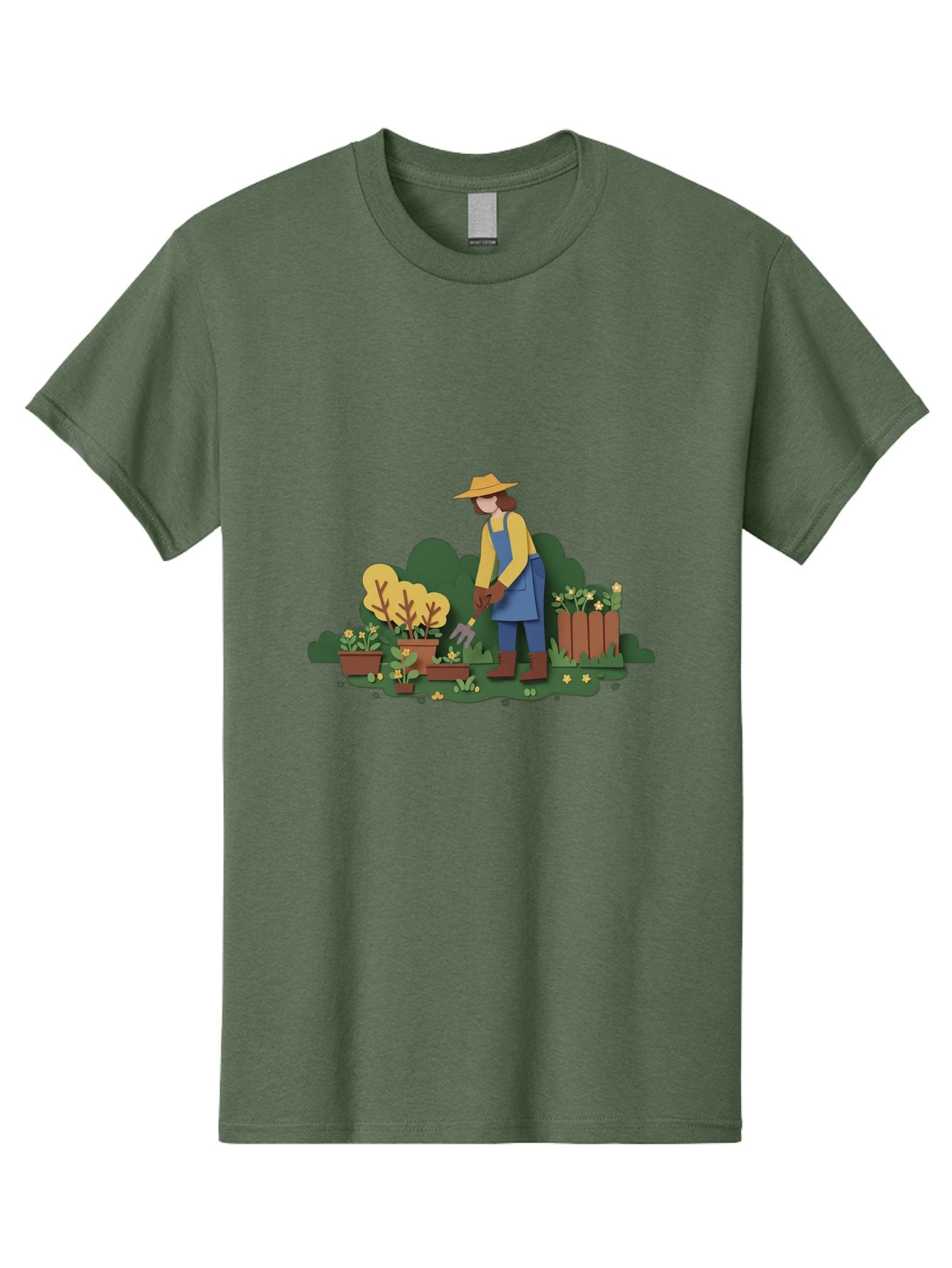 Woman-Gardening Men'S Graphic Tee, 100% Cotton, Comfortable Casual Summer Wear, Machine Washable, Gardener Tending Plants, Gardening Tools, Potted Plants, Gardening Activities, Yellow Flowers, Garden Scenery, Outdoor Work, Gardening Gloves Bab591 3