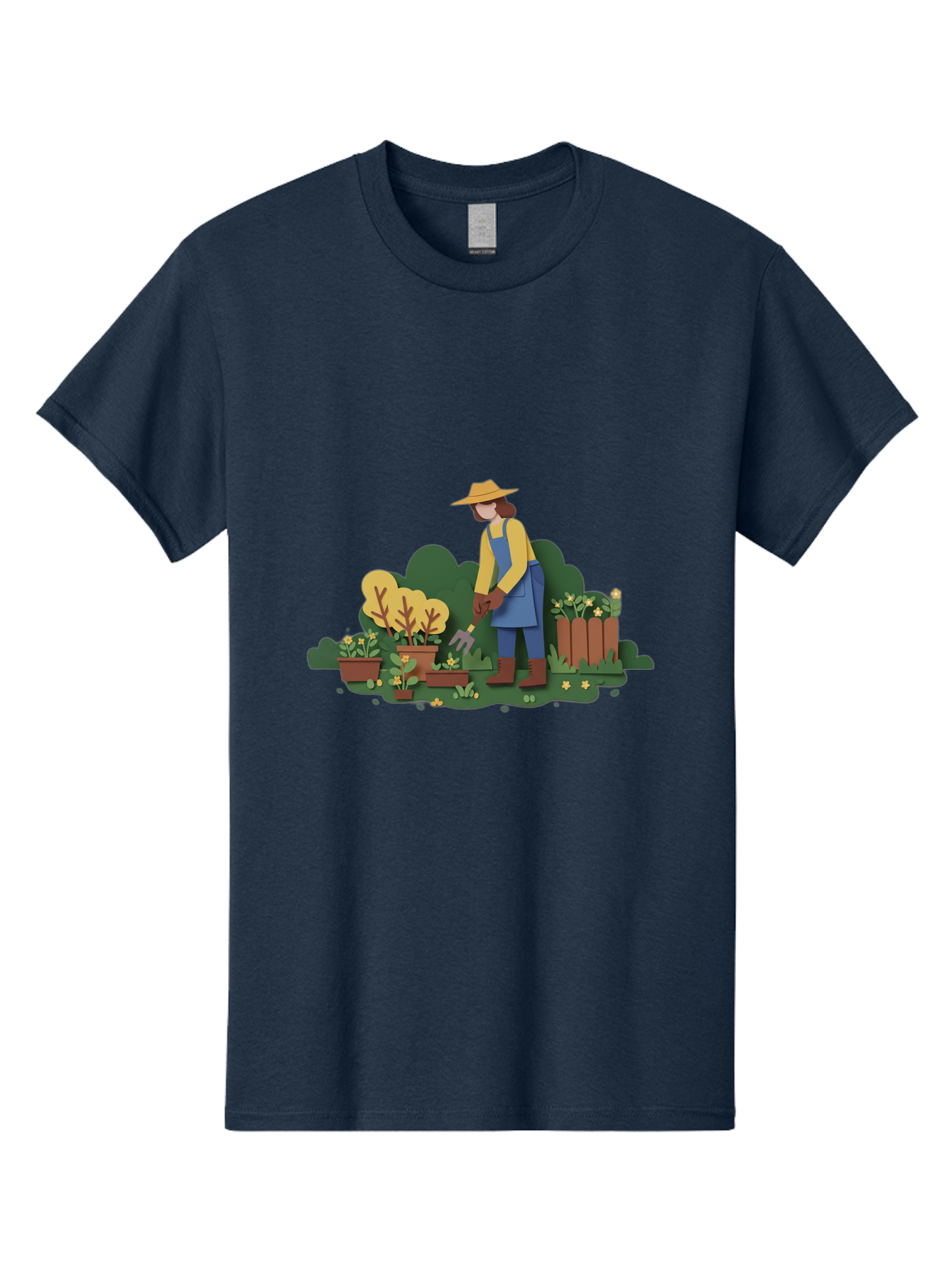 Woman-Gardening Men'S Graphic Tee, 100% Cotton, Comfortable Casual Summer Wear, Machine Washable, Gardener Tending Plants, Gardening Tools, Potted Plants, Gardening Activities, Yellow Flowers, Garden Scenery, Outdoor Work, Gardening Gloves Bab591 3