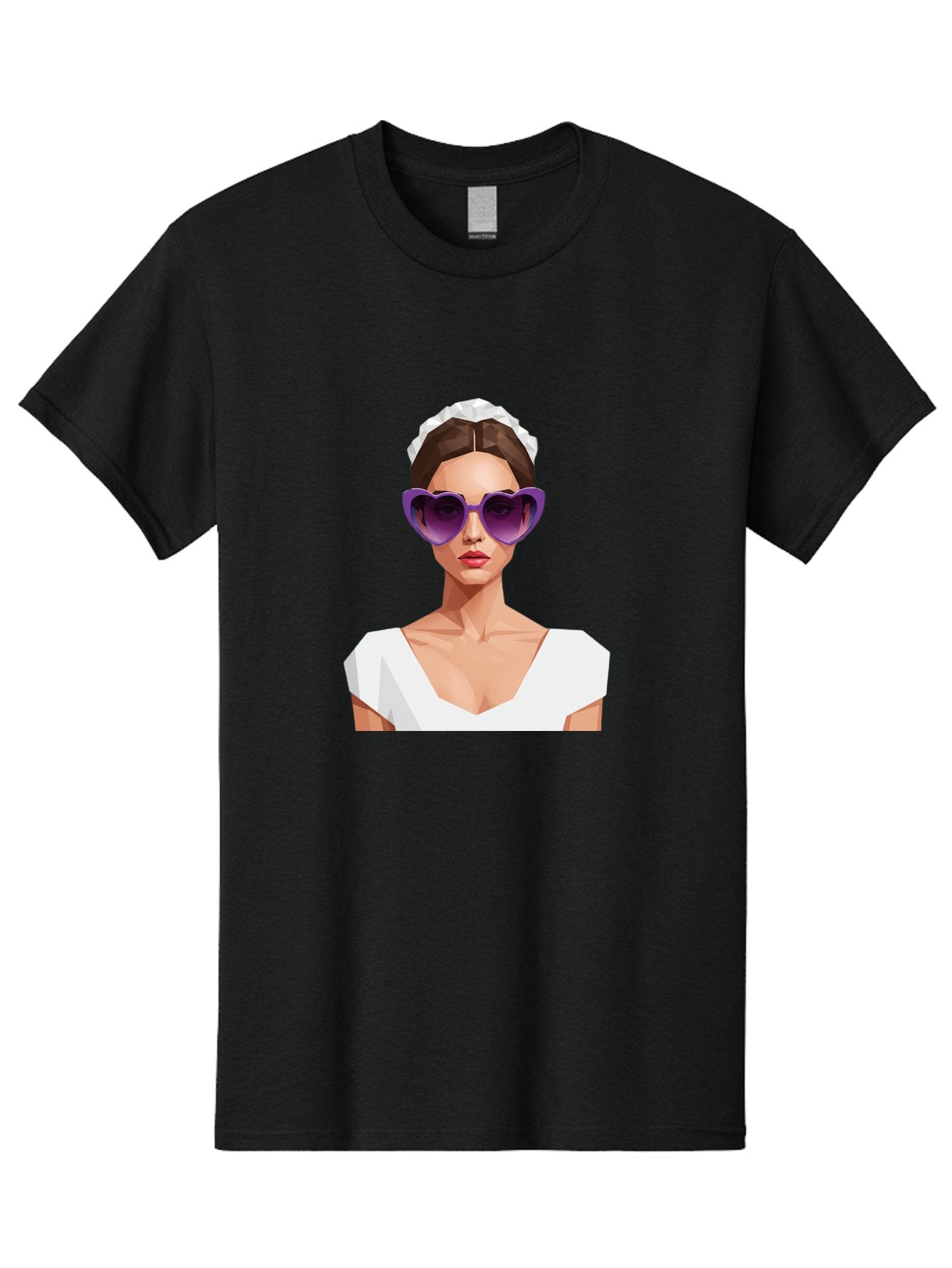 Woman-In-Sunglasses Men'S Graphic Tee, 100% Cotton, Comfortable Casual Summer Wear, Machine Washable, Fashionable Woman, Stylish Sunglasses, Elegant White Dress, Sophisticated Look, Trendy Accessories, Modern Fashion, Purple Shades, Bab592 11