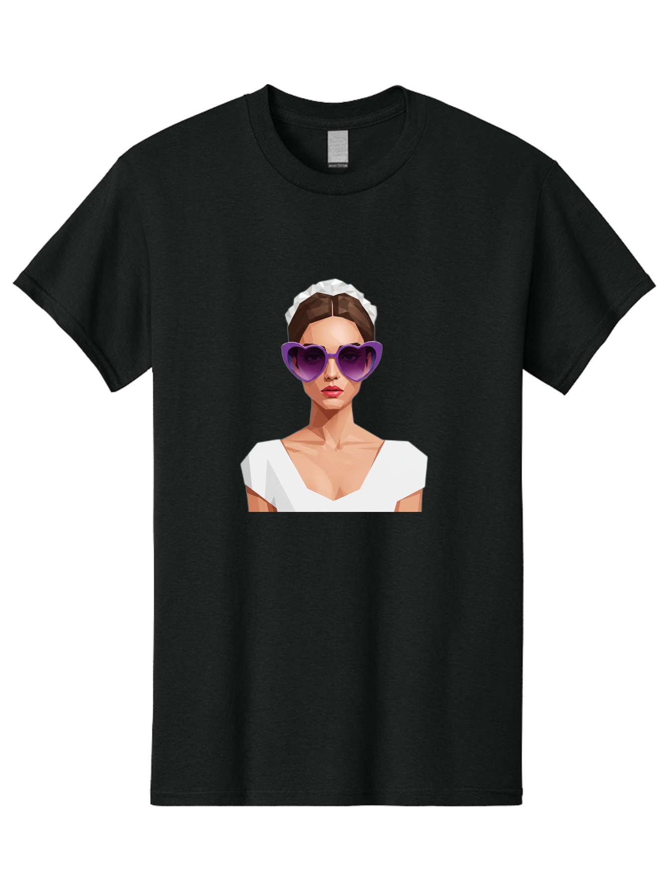 Woman-In-Sunglasses Men'S Graphic Tee, 100% Cotton, Comfortable Casual Summer Wear, Machine Washable, Fashionable Woman, Stylish Sunglasses, Elegant White Dress, Sophisticated Look, Trendy Accessories, Modern Fashion, Purple Shades, Bab592 4