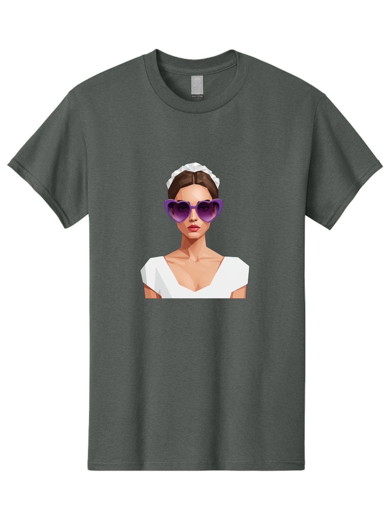 Woman-In-Sunglasses Men'S Graphic Tee, 100% Cotton, Comfortable Casual Summer Wear, Machine Washable, Fashionable Woman, Stylish Sunglasses, Elegant White Dress, Sophisticated Look, Trendy Accessories, Modern Fashion, Purple Shades, Bab592 5