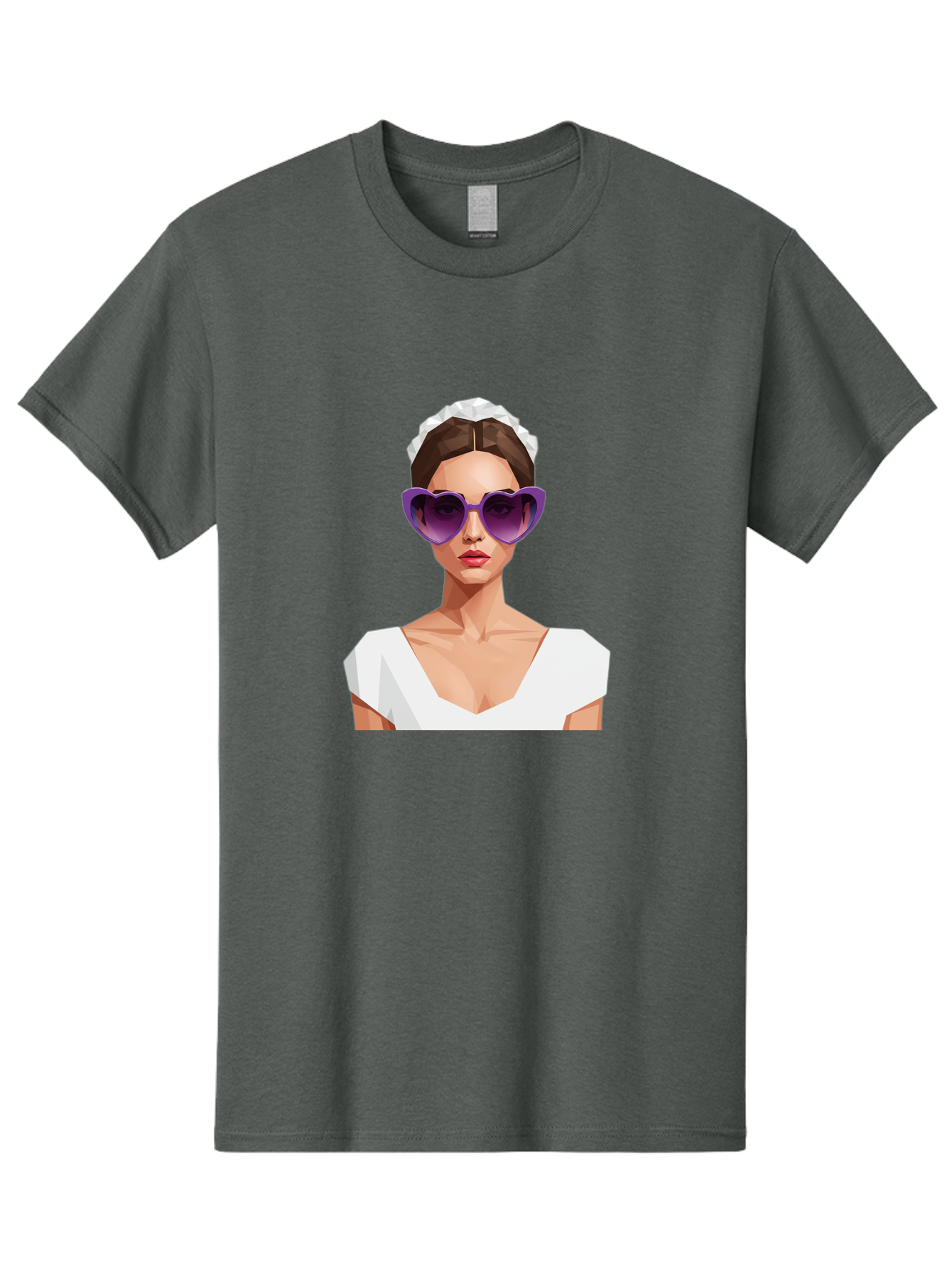 Woman-In-Sunglasses Men'S Graphic Tee, 100% Cotton, Comfortable Casual Summer Wear, Machine Washable, Fashionable Woman, Stylish Sunglasses, Elegant White Dress, Sophisticated Look, Trendy Accessories, Modern Fashion, Purple Shades, Bab592 8