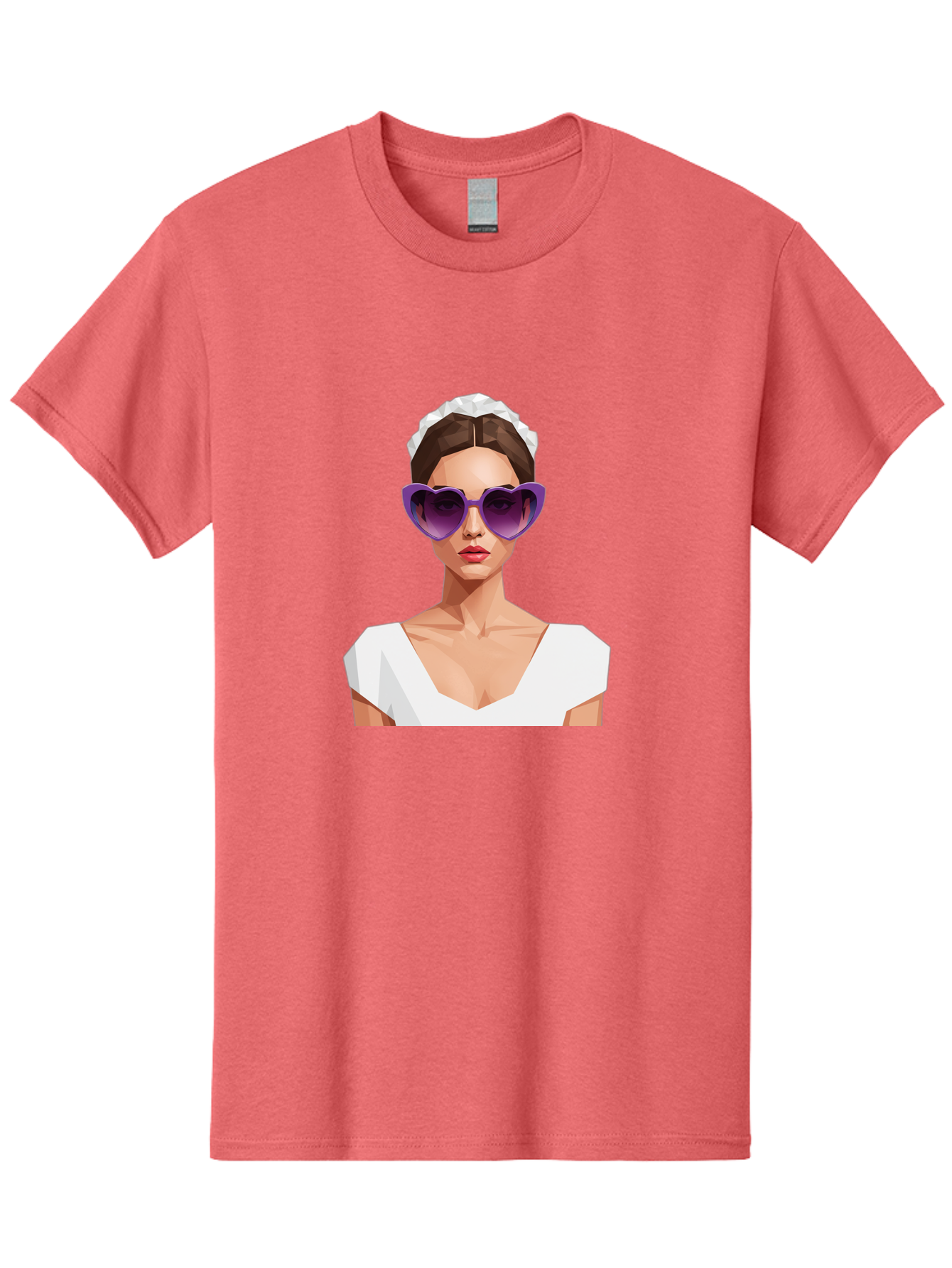 Woman-In-Sunglasses Men'S Graphic Tee, 100% Cotton, Comfortable Casual Summer Wear, Machine Washable, Fashionable Woman, Stylish Sunglasses, Elegant White Dress, Sophisticated Look, Trendy Accessories, Modern Fashion, Purple Shades, Bab592 15