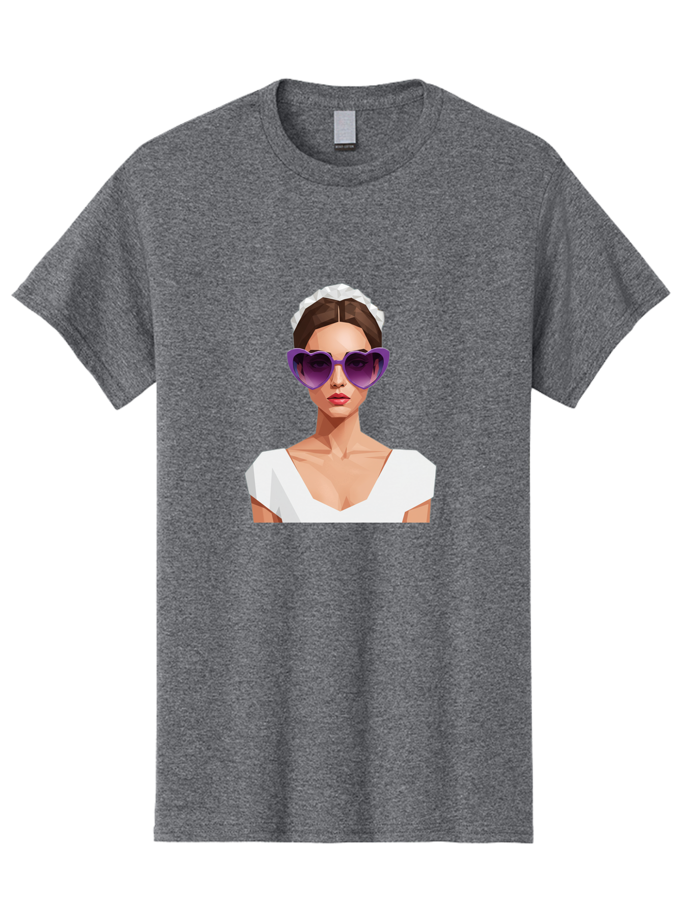 Woman-In-Sunglasses Men'S Graphic Tee, 100% Cotton, Comfortable Casual Summer Wear, Machine Washable, Fashionable Woman, Stylish Sunglasses, Elegant White Dress, Sophisticated Look, Trendy Accessories, Modern Fashion, Purple Shades, Bab592