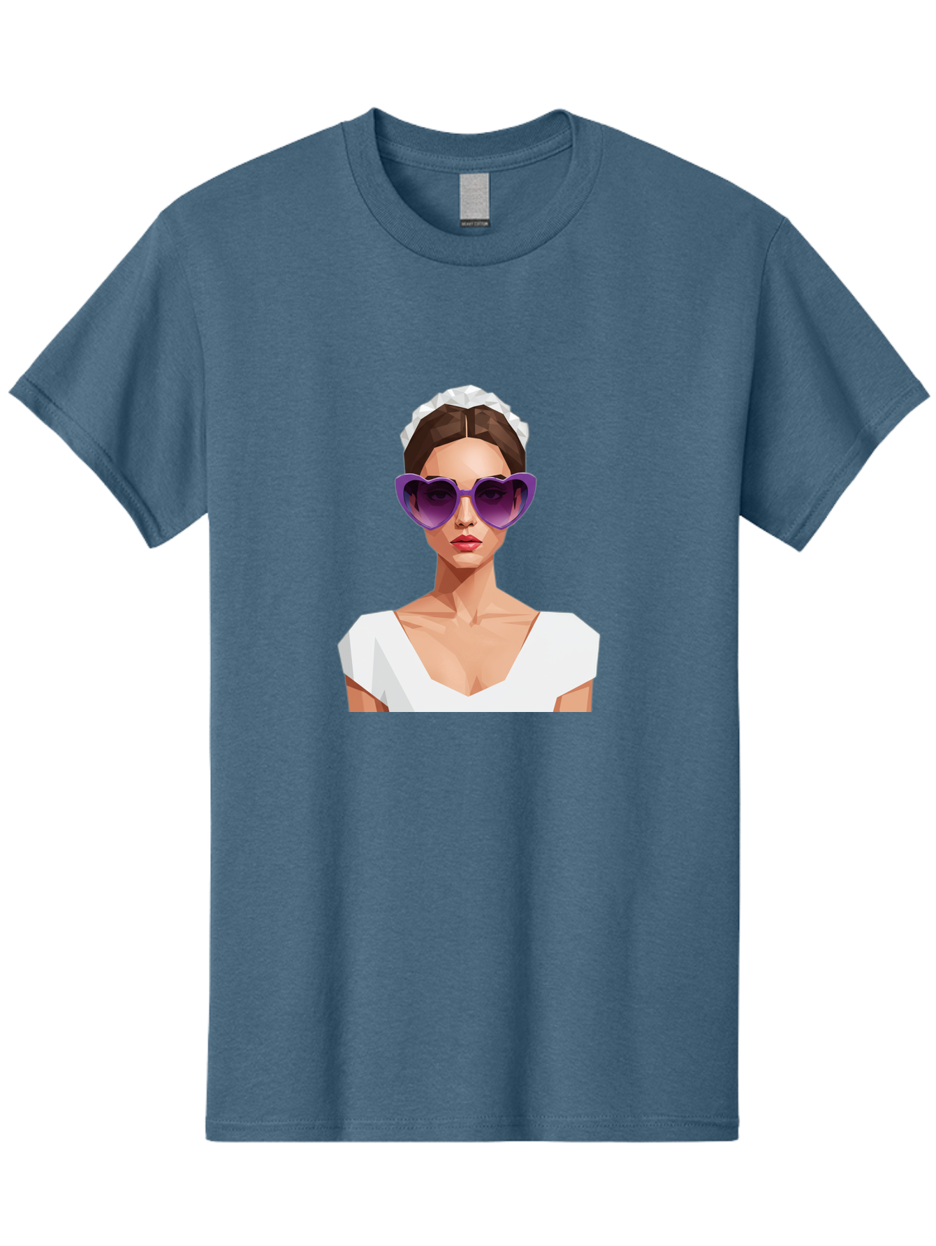Woman-In-Sunglasses Men'S Graphic Tee, 100% Cotton, Comfortable Casual Summer Wear, Machine Washable, Fashionable Woman, Stylish Sunglasses, Elegant White Dress, Sophisticated Look, Trendy Accessories, Modern Fashion, Purple Shades, Bab592 5