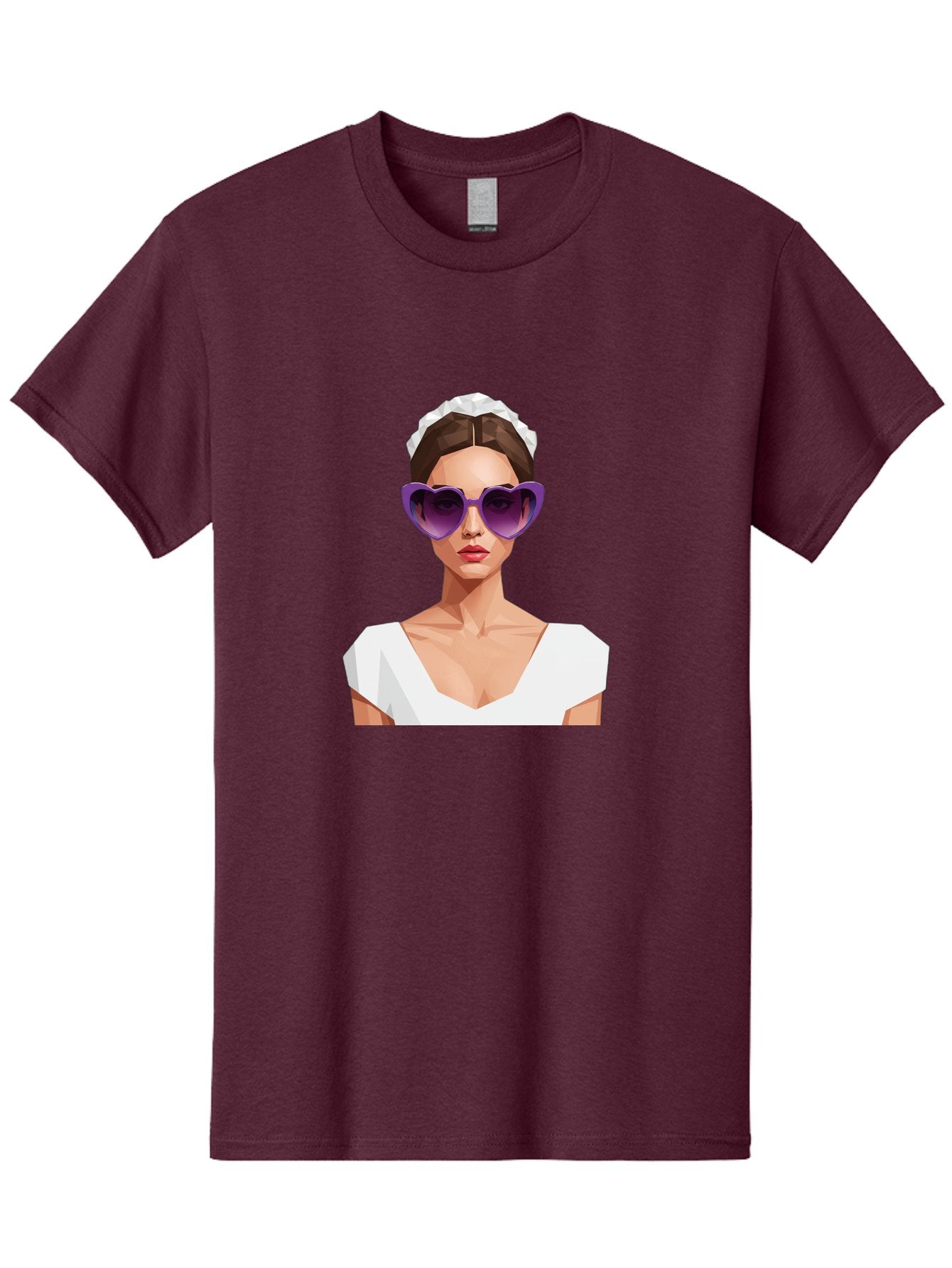 Woman-In-Sunglasses Men'S Graphic Tee, 100% Cotton, Comfortable Casual Summer Wear, Machine Washable, Fashionable Woman, Stylish Sunglasses, Elegant White Dress, Sophisticated Look, Trendy Accessories, Modern Fashion, Purple Shades, Bab592 7