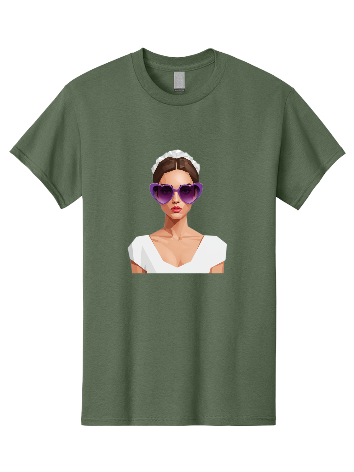 Woman-In-Sunglasses Men'S Graphic Tee, 100% Cotton, Comfortable Casual Summer Wear, Machine Washable, Fashionable Woman, Stylish Sunglasses, Elegant White Dress, Sophisticated Look, Trendy Accessories, Modern Fashion, Purple Shades, Bab592 7