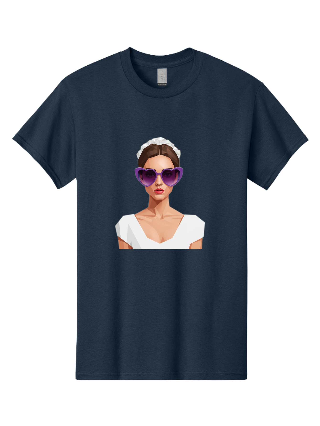 Woman-In-Sunglasses Men'S Graphic Tee, 100% Cotton, Comfortable Casual Summer Wear, Machine Washable, Fashionable Woman, Stylish Sunglasses, Elegant White Dress, Sophisticated Look, Trendy Accessories, Modern Fashion, Purple Shades, Bab592 11